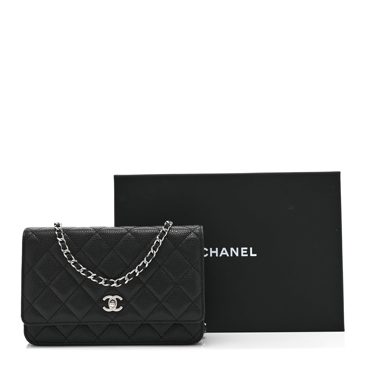Caviar Quilted CC Turnlock Wallet On Chain WOC Black