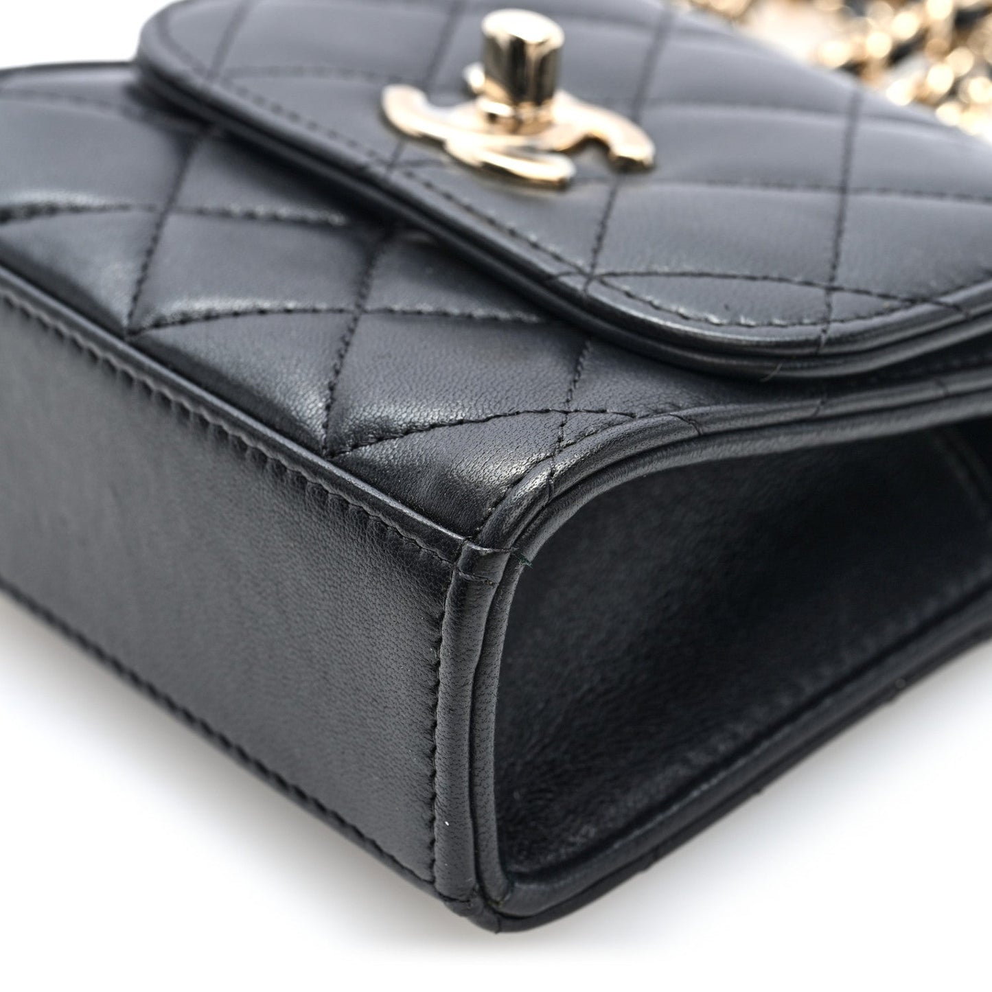 Lambskin Quilted Mini Trendy CC Clutch With Chain Black