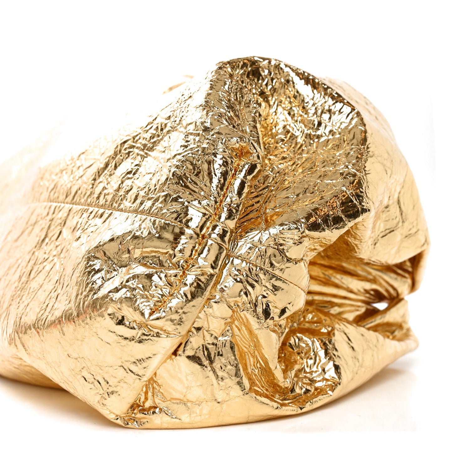 Metallic Crushed Calfskin The Pouch Oversized Clutch Gold
