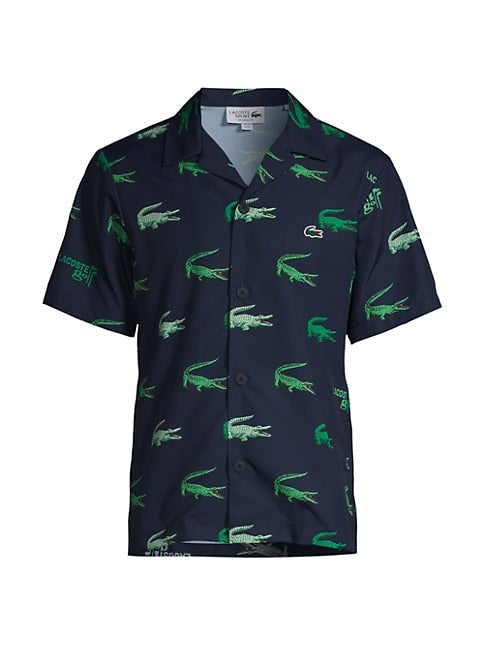 LACOSTE - REGULAR FIT CROCODILE PRINT SHIRTS Men’s -NAVY BLUE-166