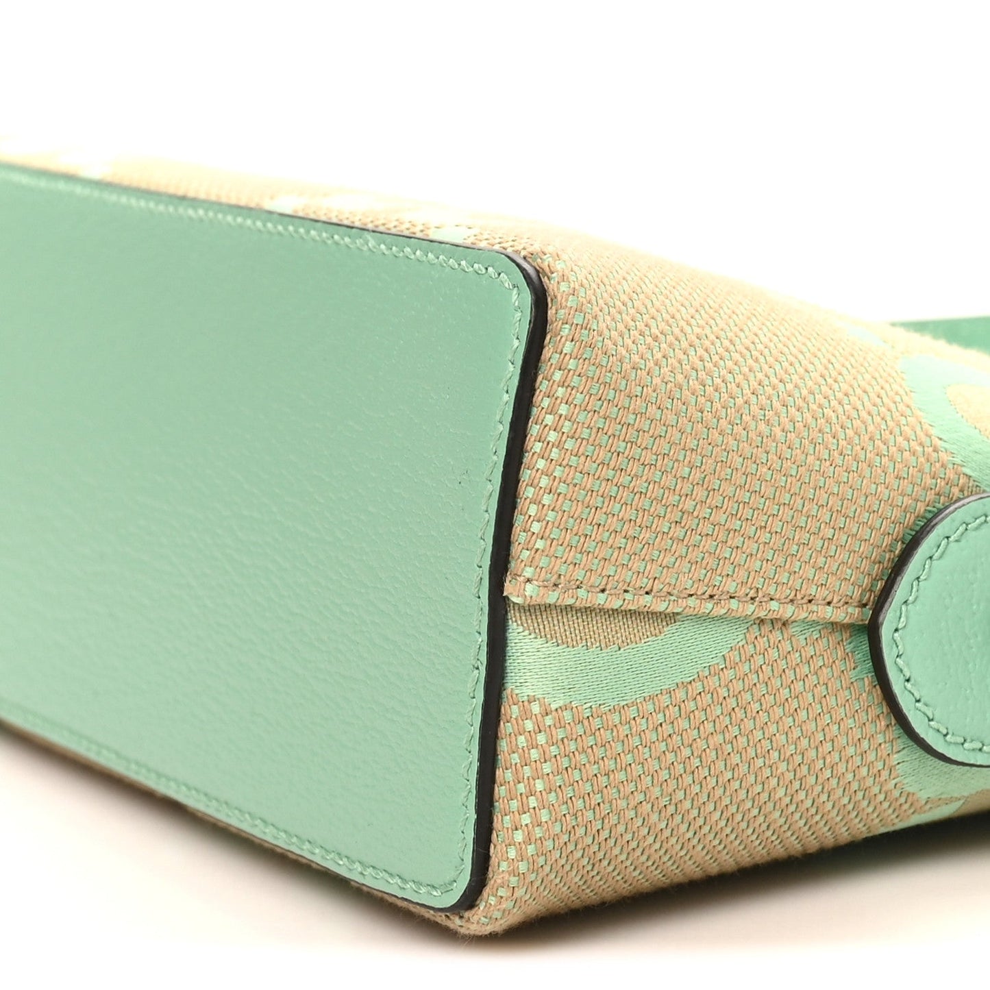 Monogram Jumbo GG Textured Dollar Calfskin Small Ophidia Dome Shoulder Bag Beige Pepperlight Mint