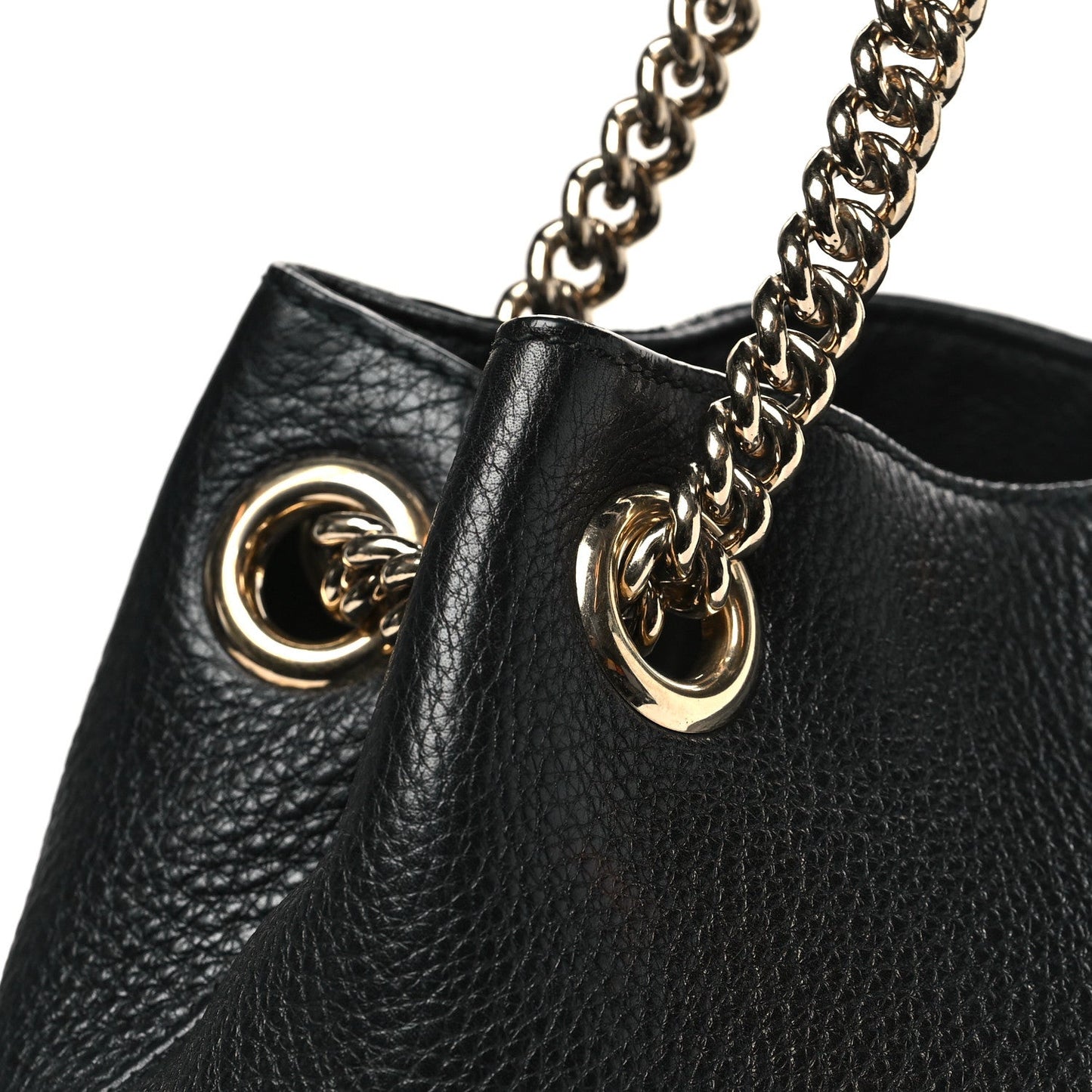 Pebbled Calfskin Medium Soho Chain Shoulder Bag Black