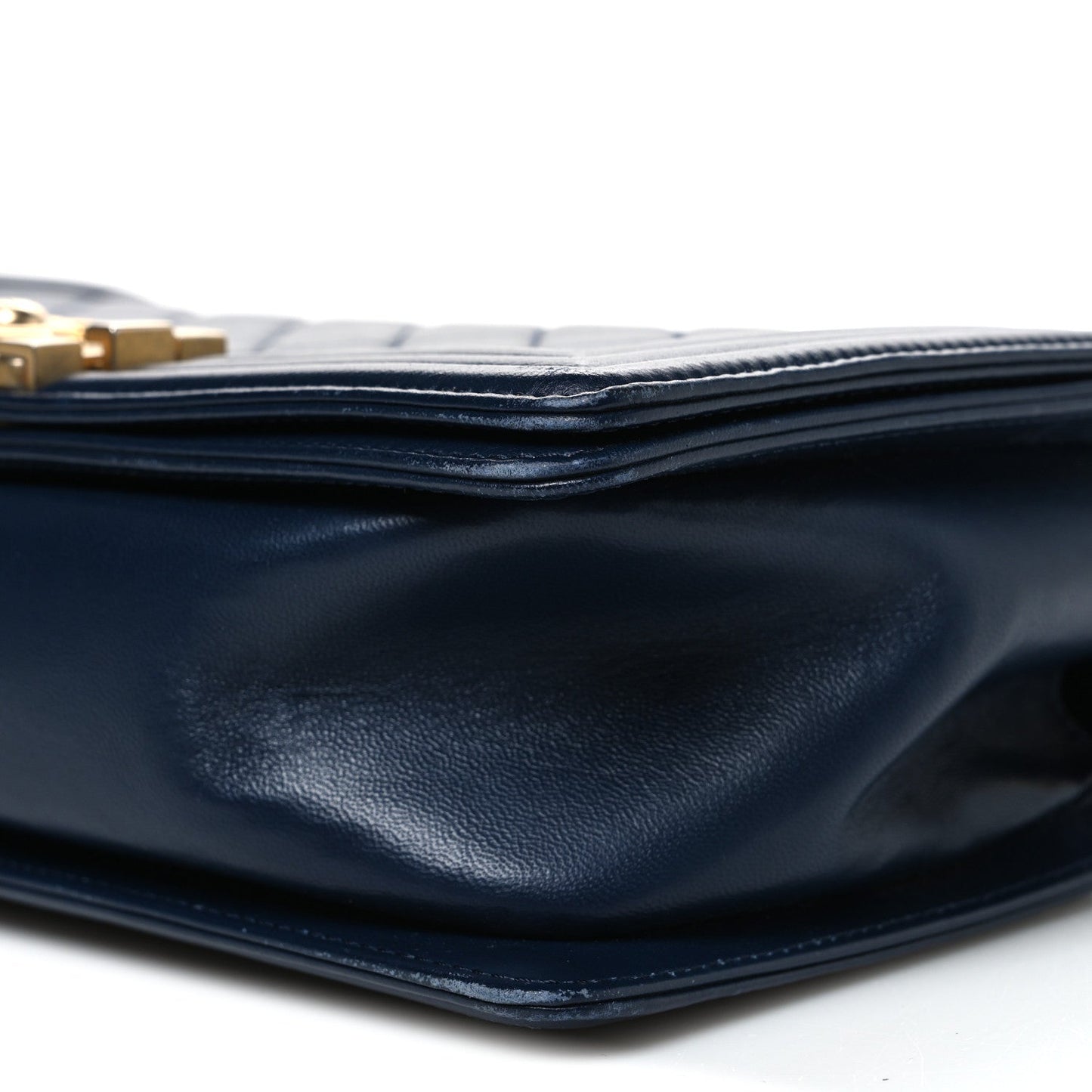 Lambskin Quilted Medium Boy Flap Dark Navy
