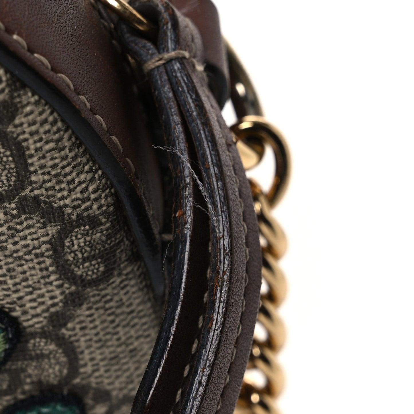 GG Supreme Monogram Floral Embroidered Mini Chain Shoulder Bag Beige Ebony Tuscany