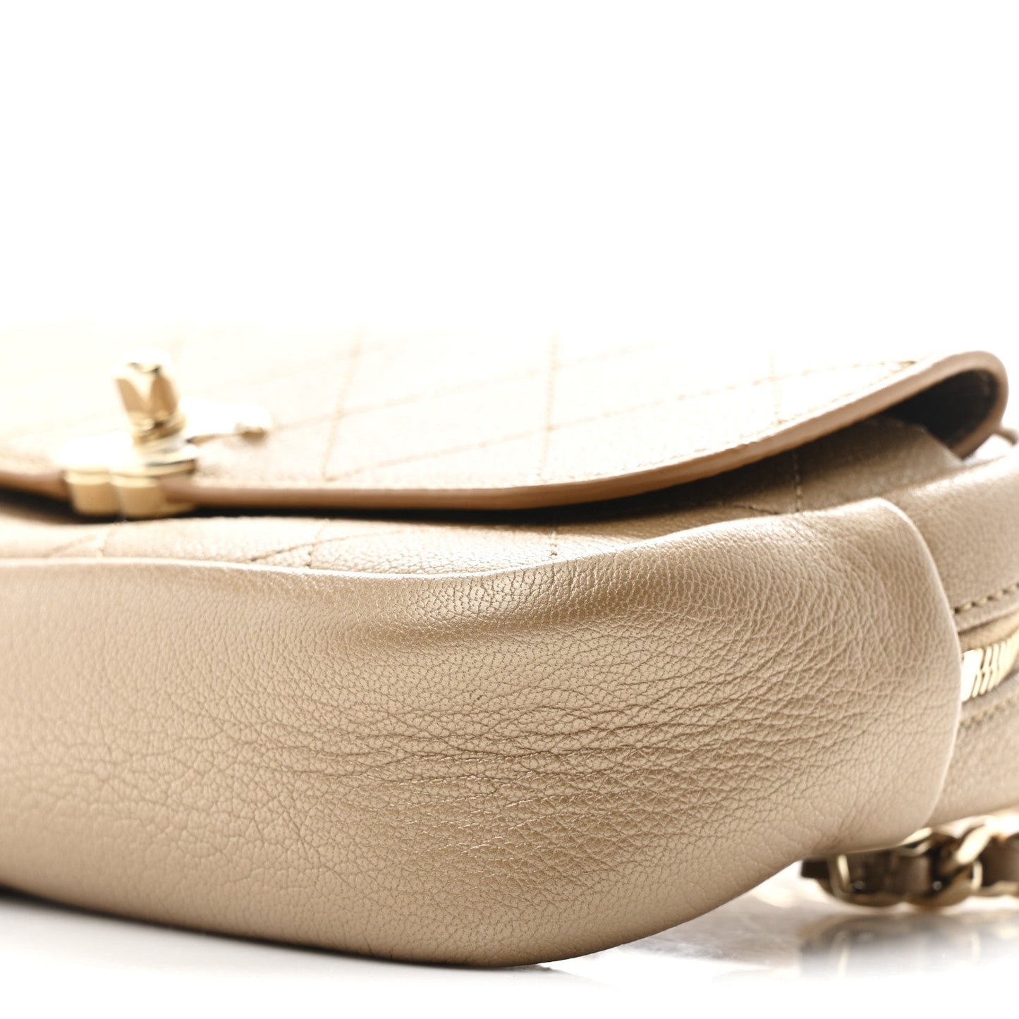 Metallic Calfskin Quilted Waist Bag Gold
