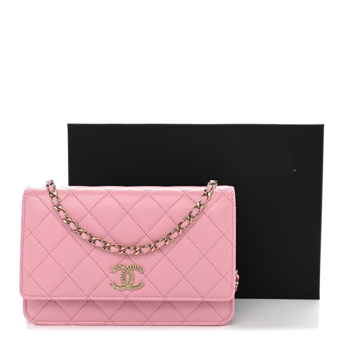 Caviar Quilted Multi Chain Wallet On Chain WOC Light Pink