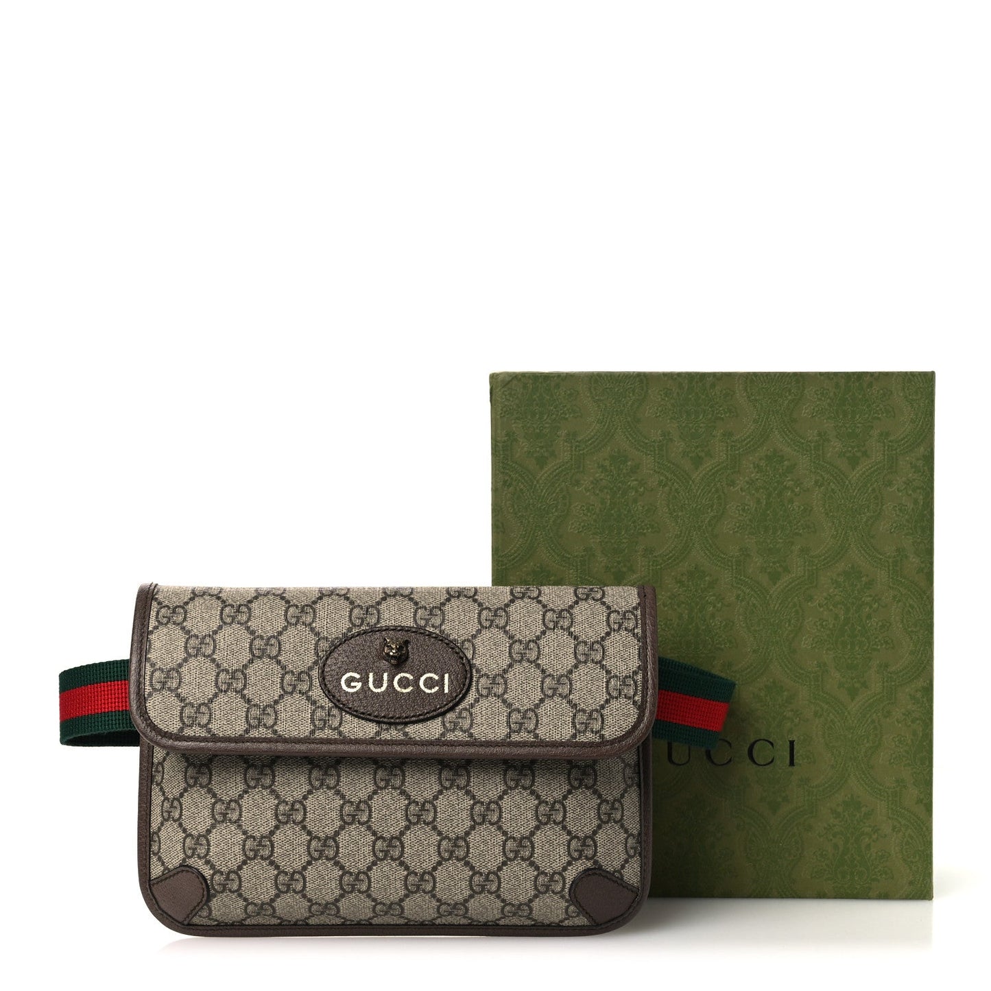 GG Supreme Monogram Neo Vintage Web Belt Bag Brown Brown