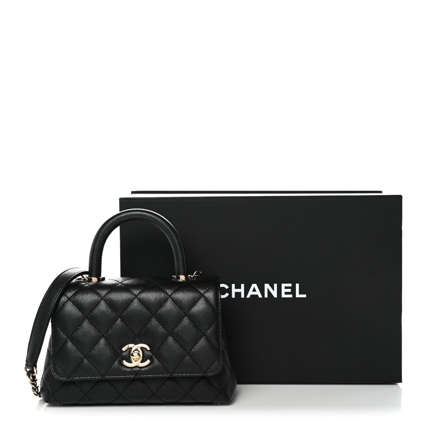 Caviar Quilted Extra Mini Coco Handle Flap Black