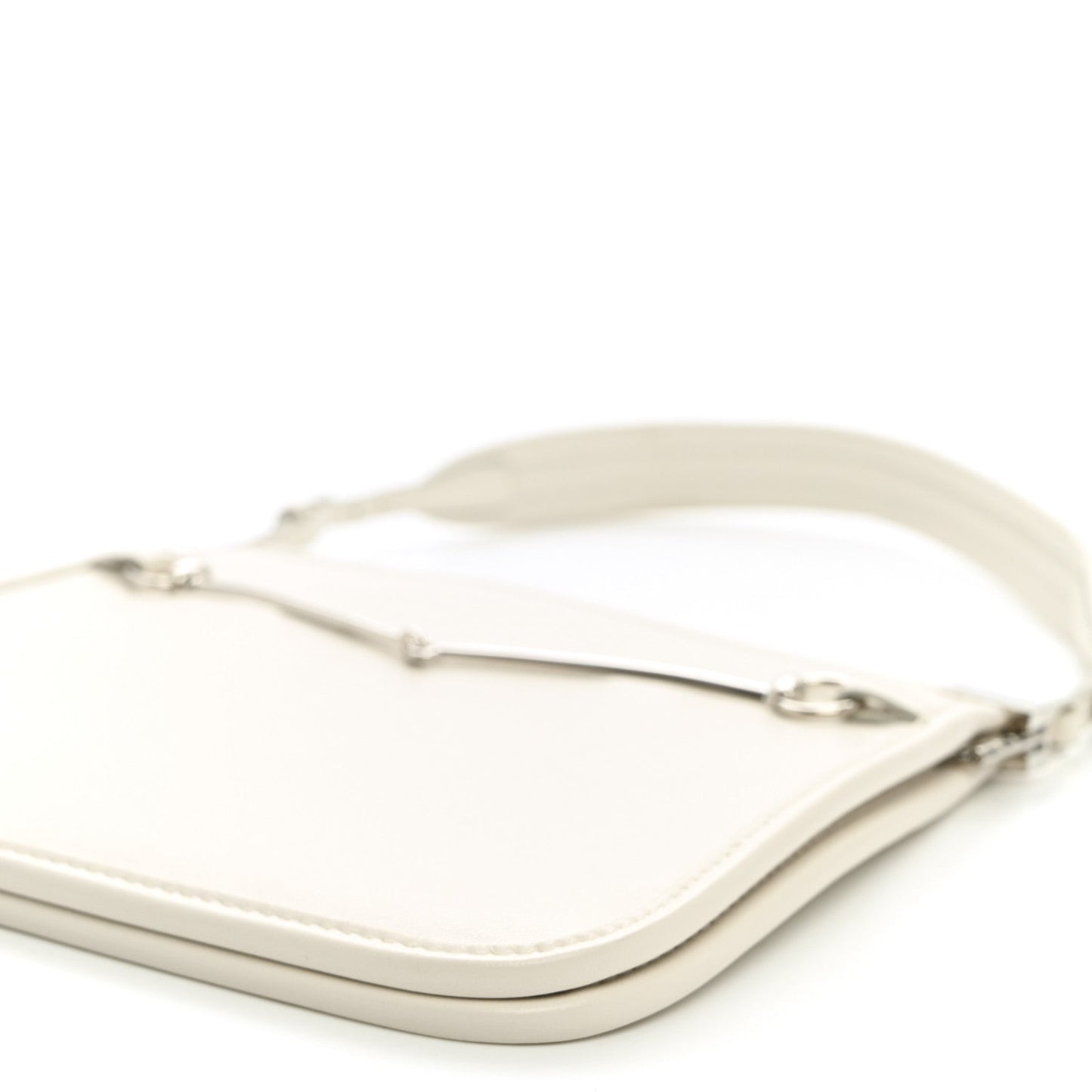Calfskin Horsebit Slim Shoulder Bag White