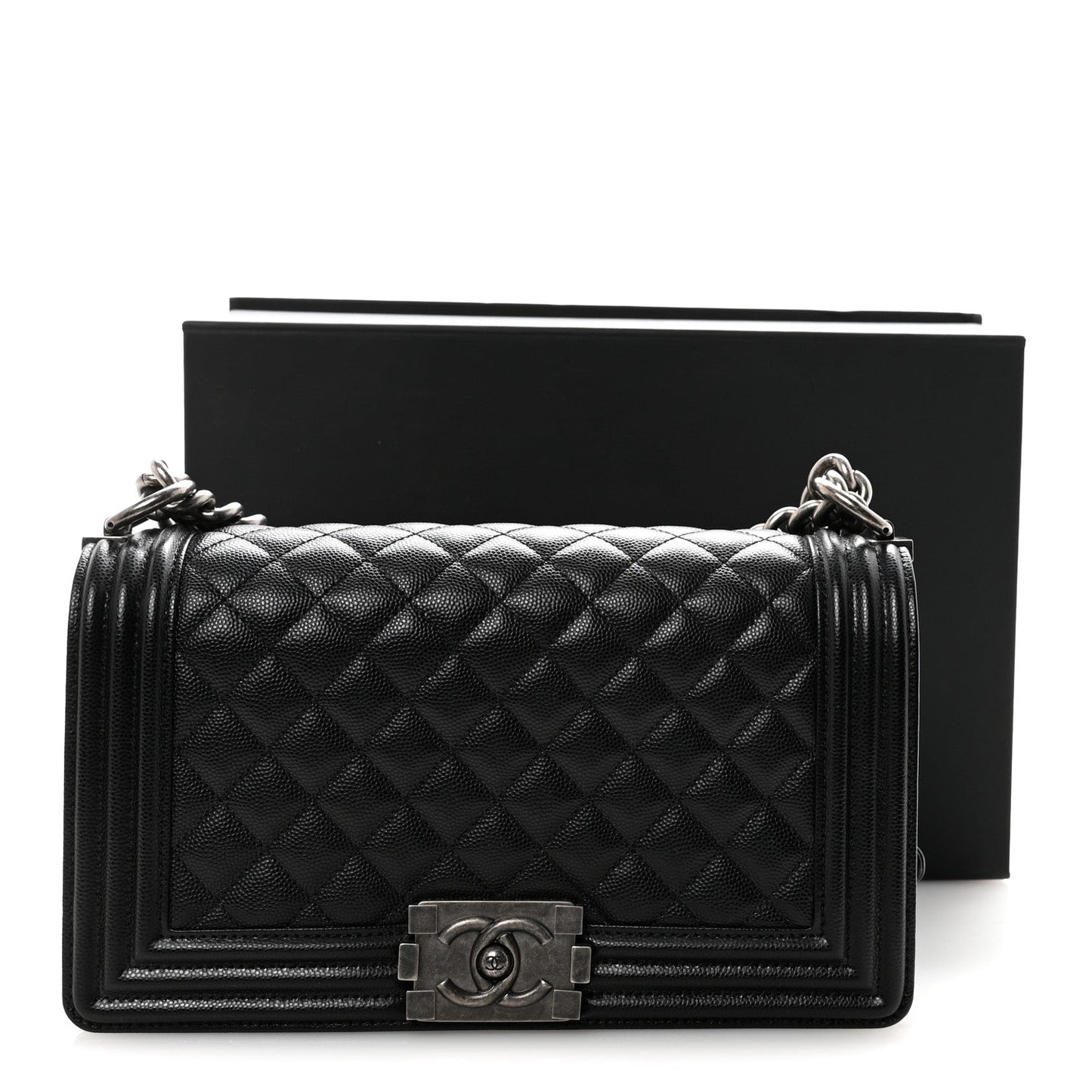 Caviar Quilted Medium Boy Flap Black