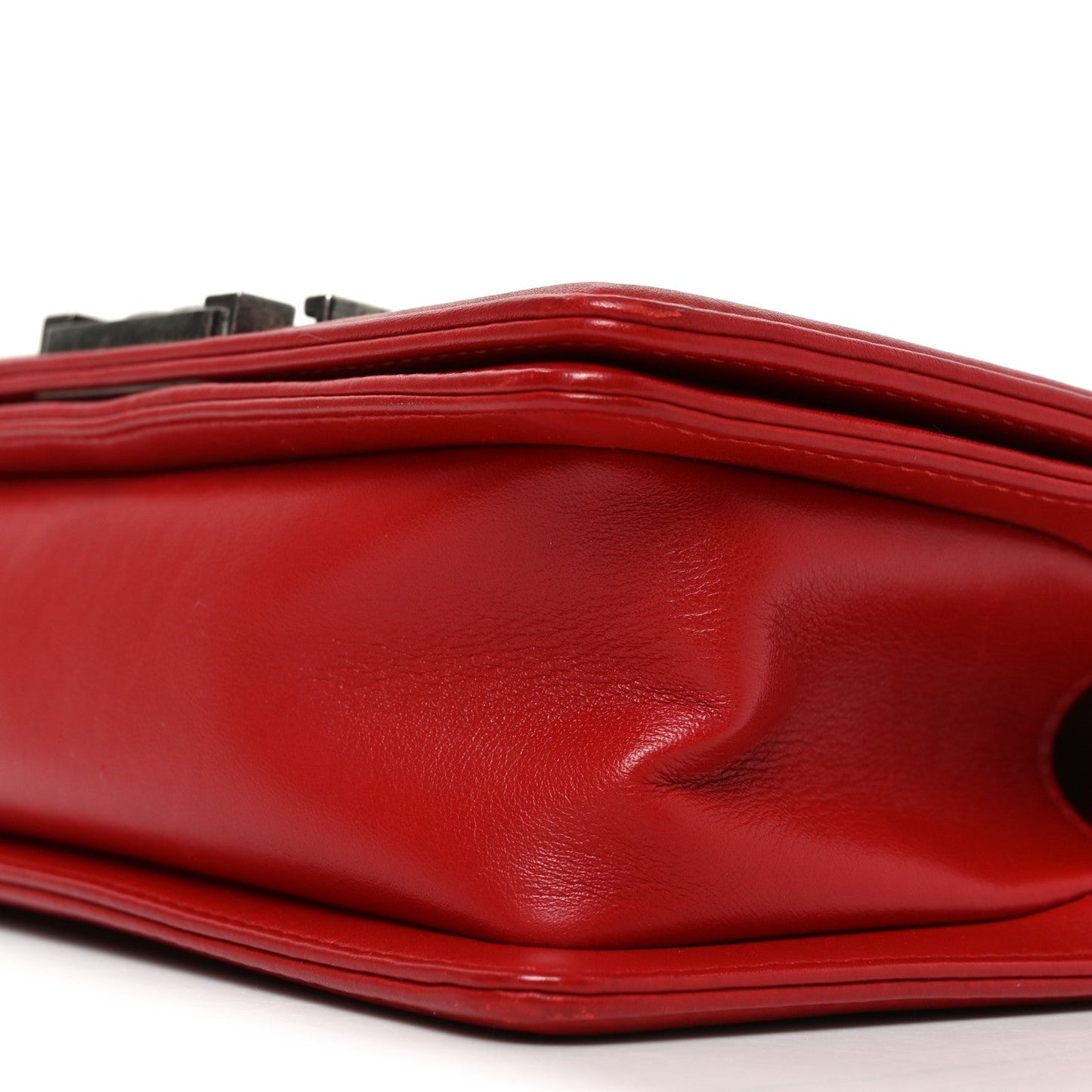 Lambskin Quilted Small Boy Flap Red