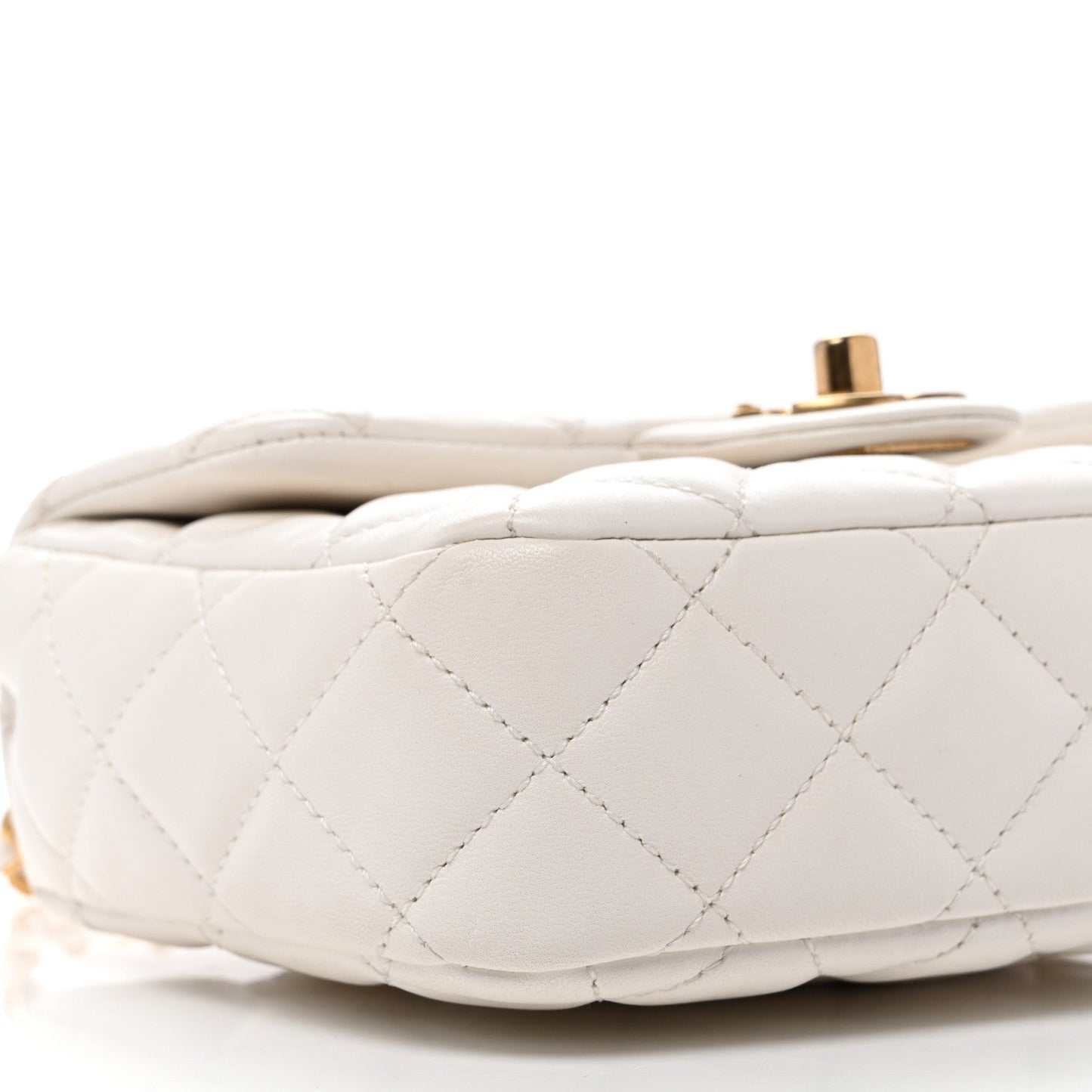 Lambskin Enamel Quilted Mini Coco Hearts Square Flap White