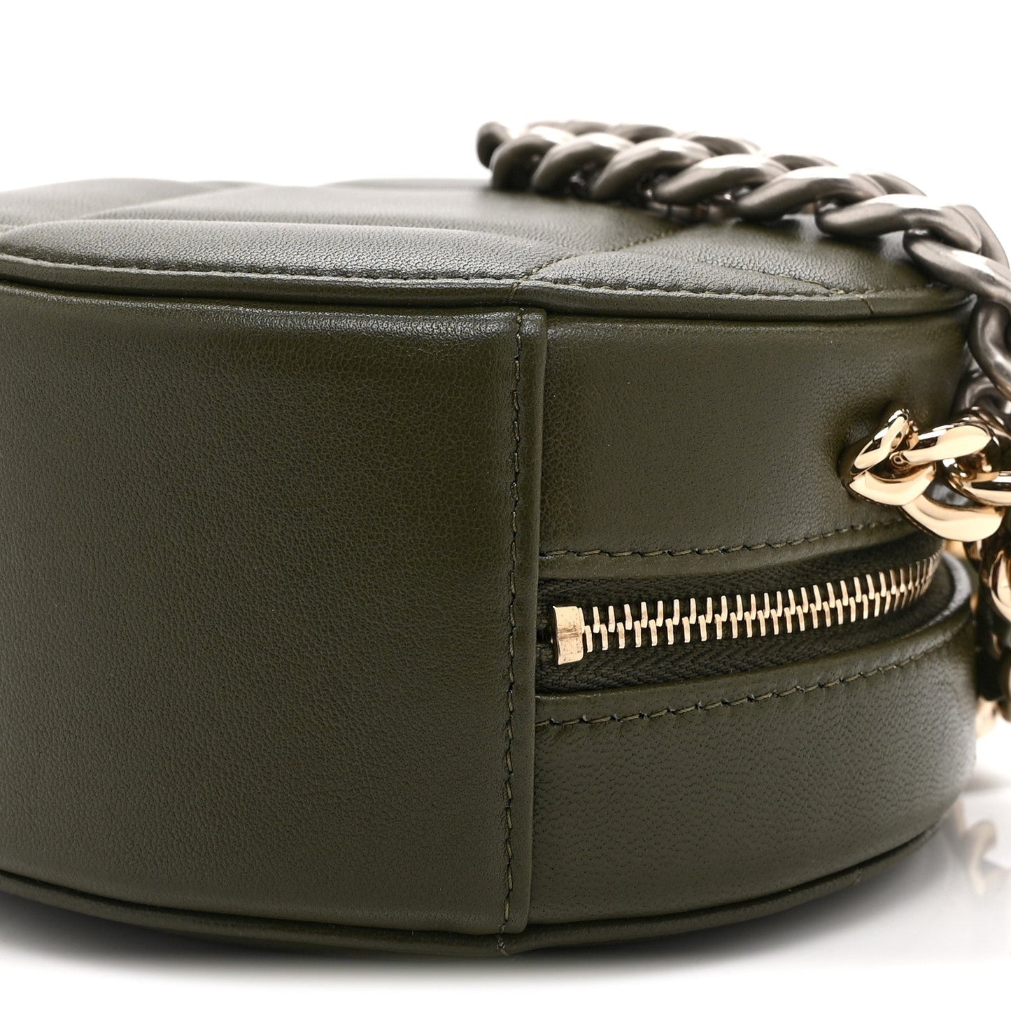 Lambskin Quilted Chanel 19 Round Clutch With Chain Green