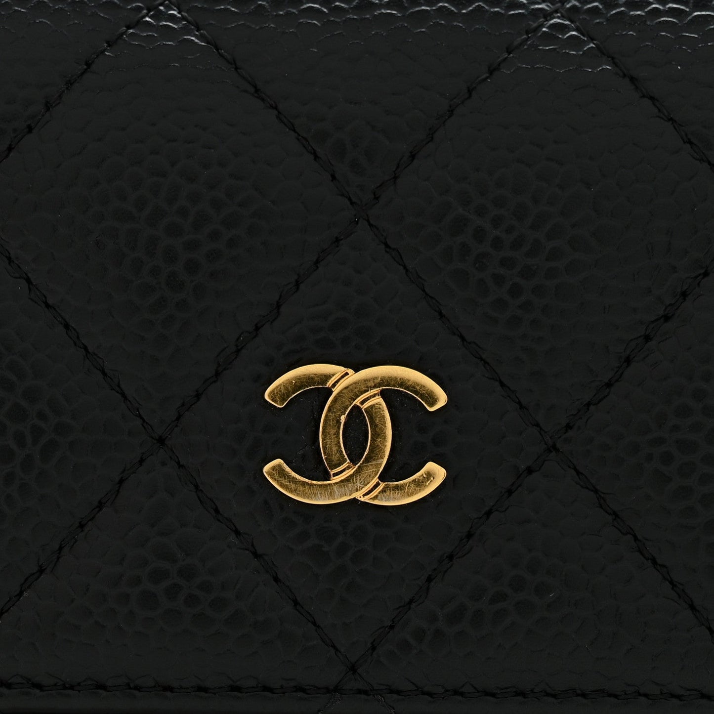 Caviar Quilted Large Flap Wallet Black