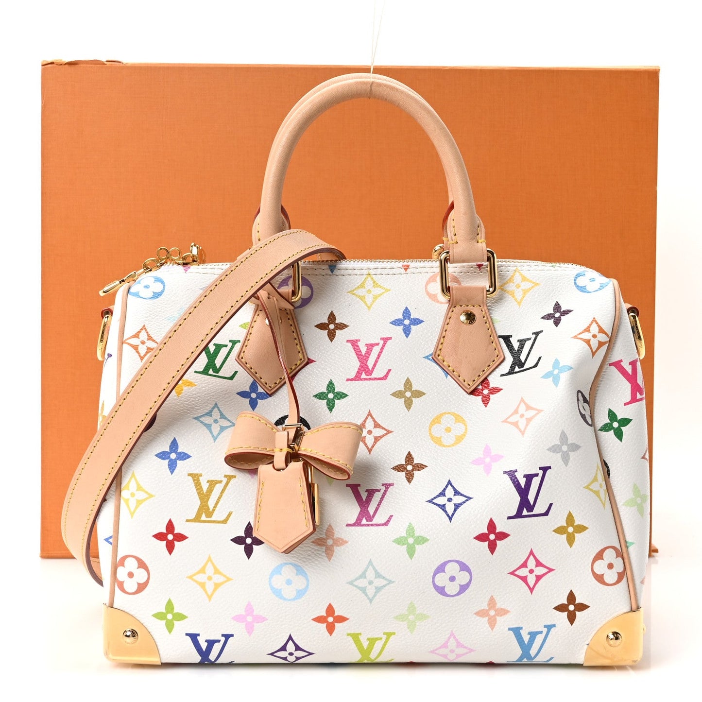 LV X TM Monogram Multicolor Speedy Bandouliere 25 White