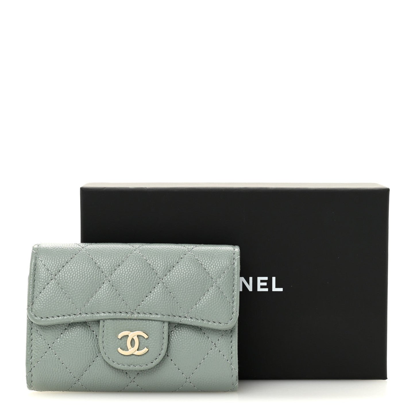 Caviar Quilted Classic 4 Key Holder Wallet Grey