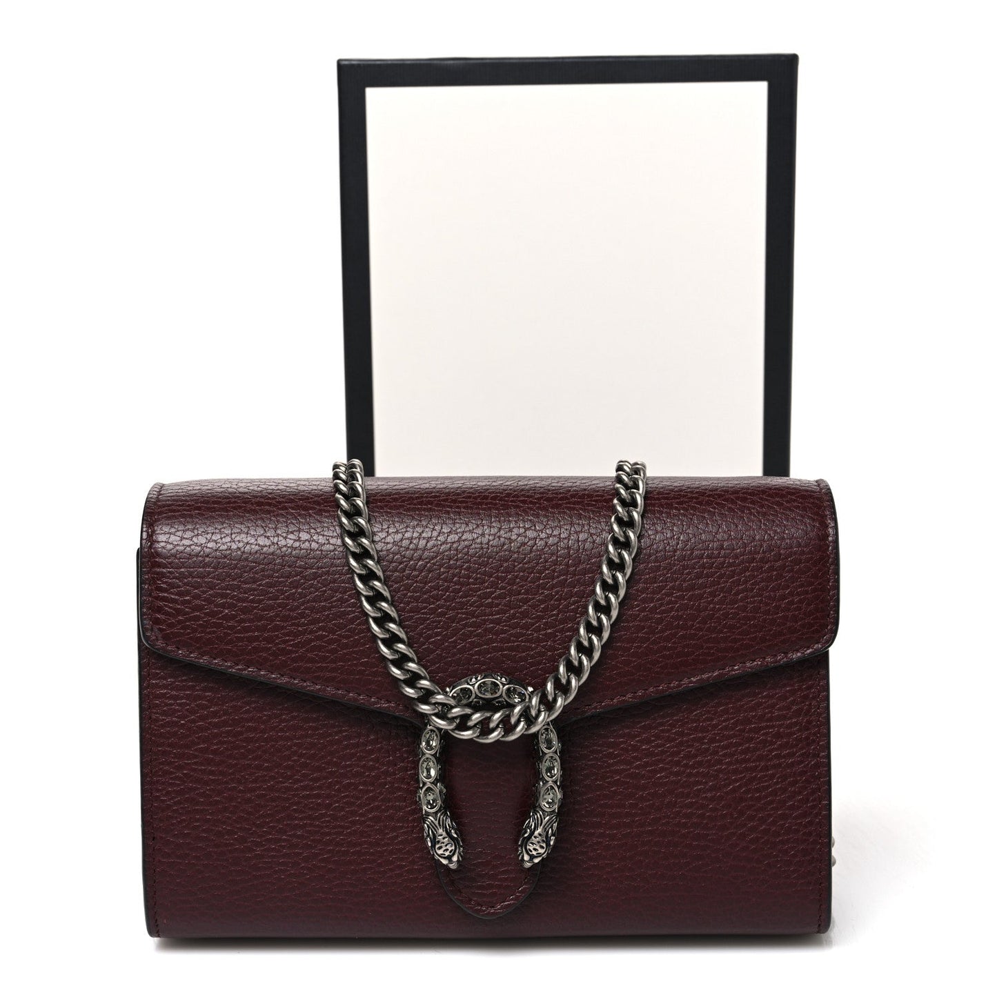 Dollar Calfskin Crystal Mini Dionysus Chain Wallet Vintage Bordeaux