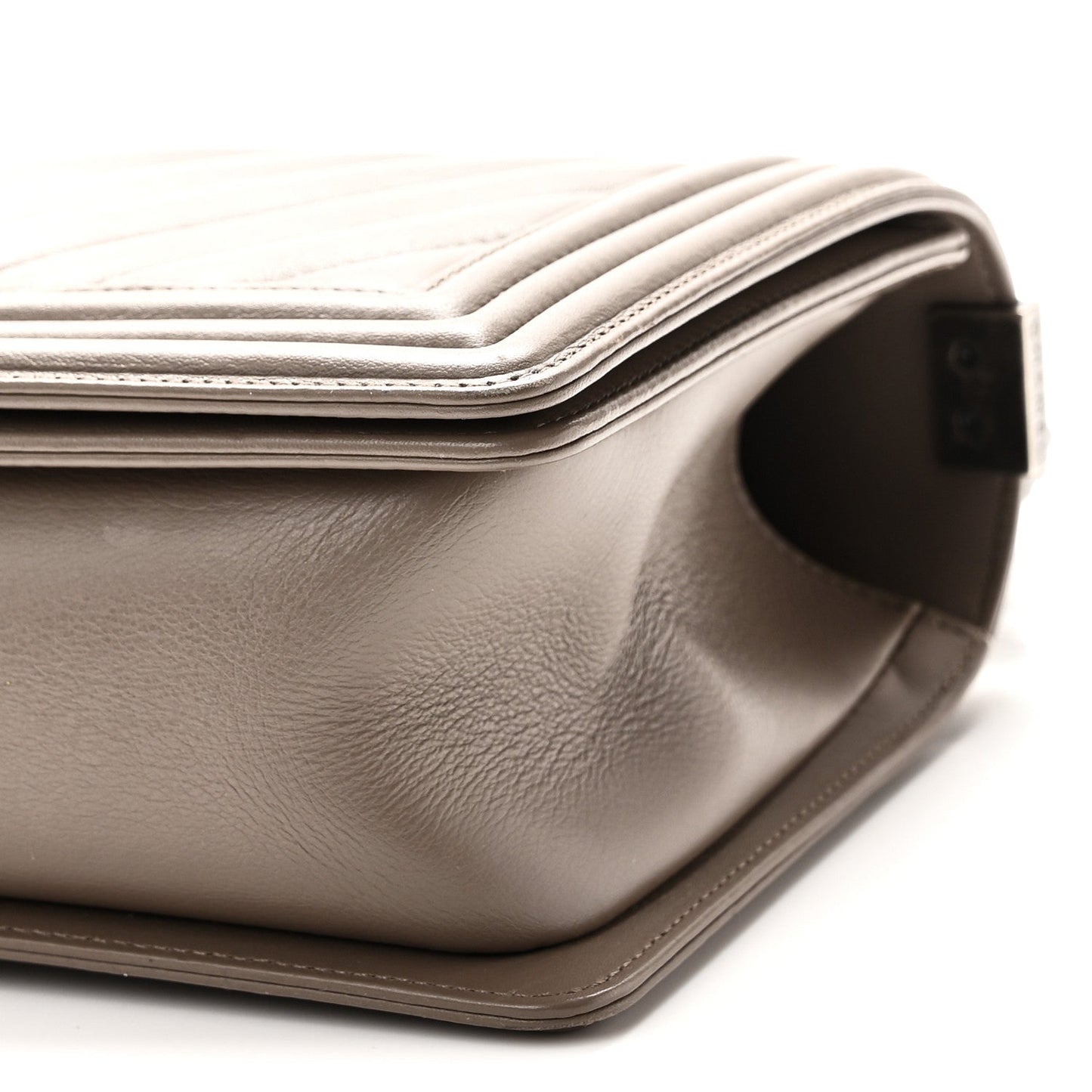 Calfskin Chevron Quilted Medium Boy Flap Grey