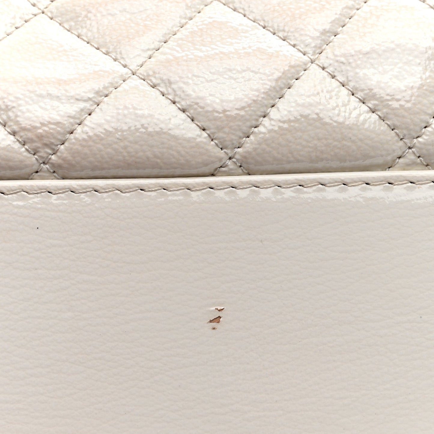 Patent Goatskin Quilted Medium Gabrielle Hobo White