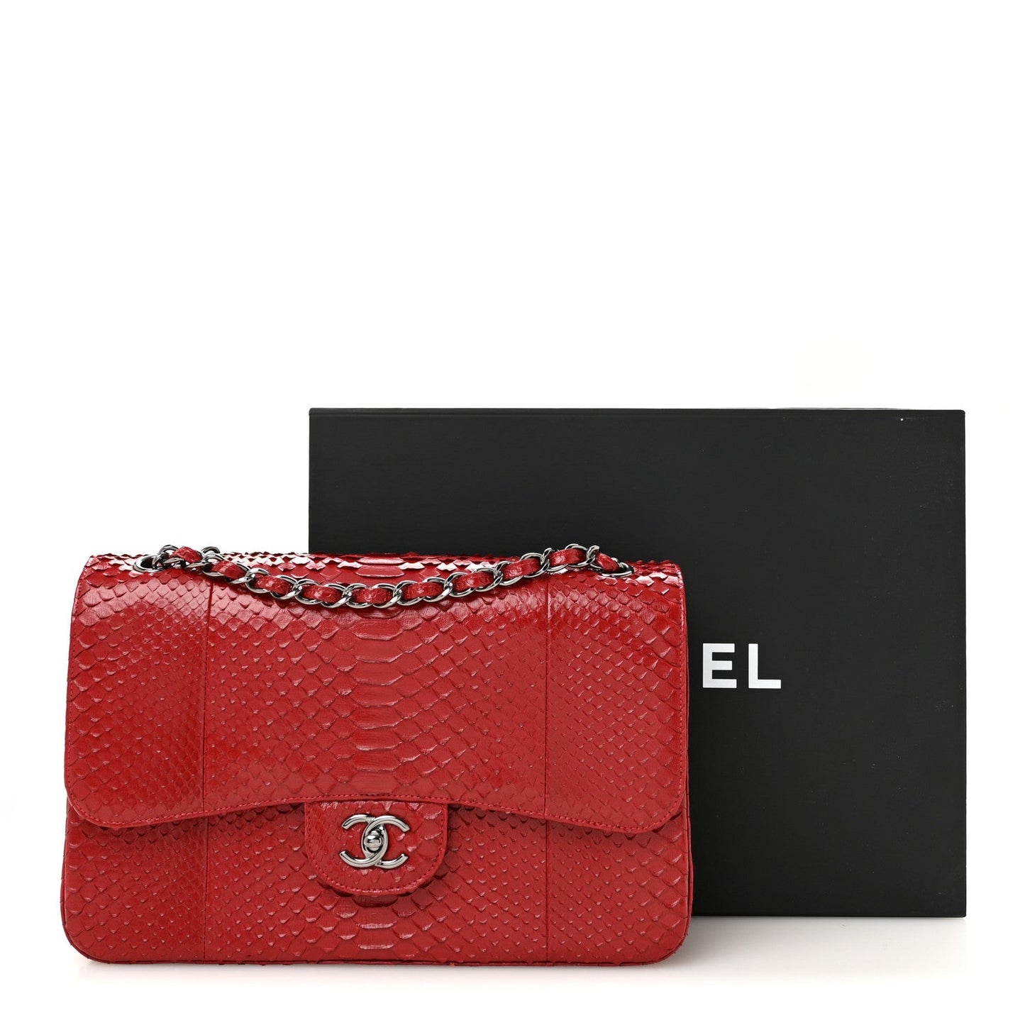 Snakeskin Jumbo Double Flap Red