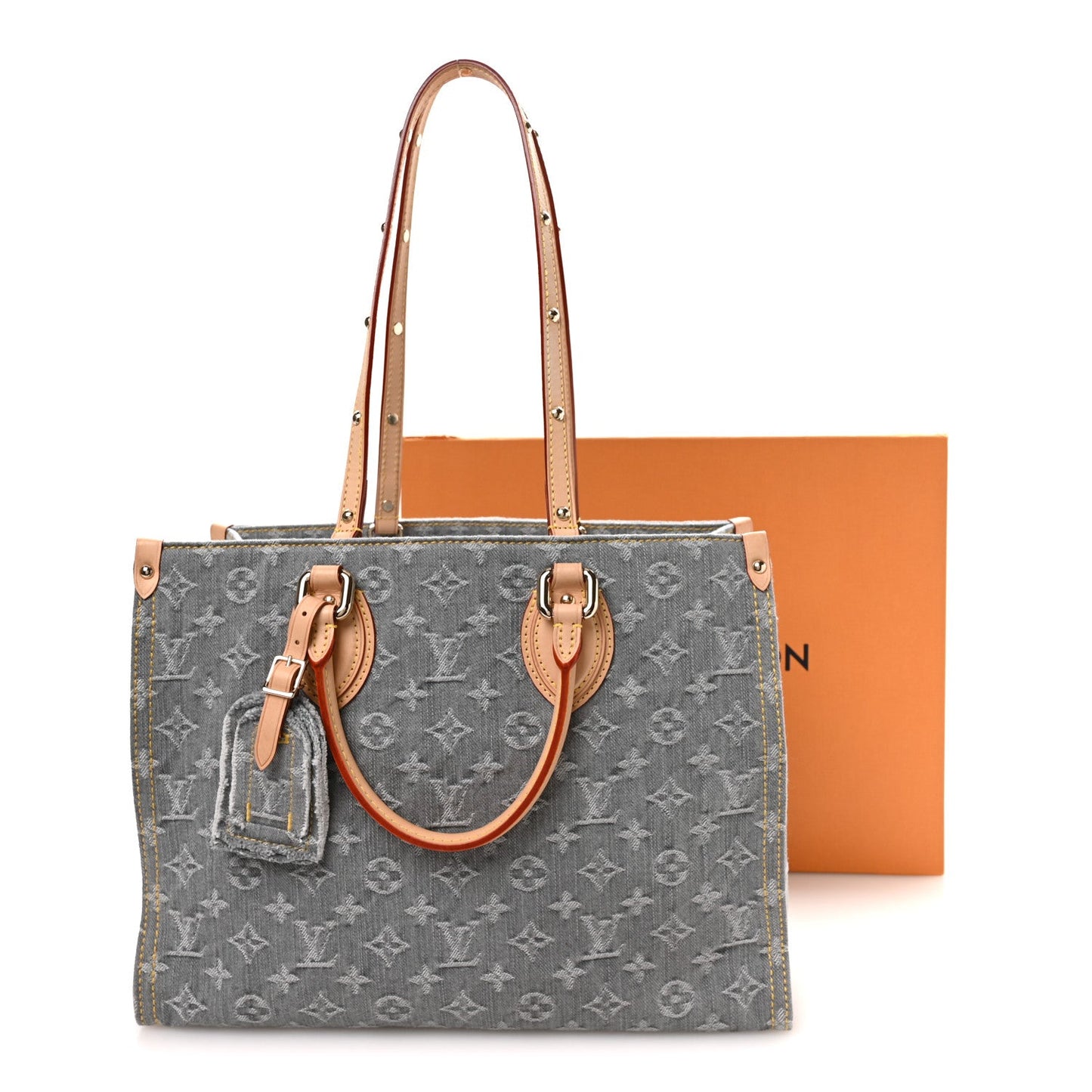 Monogram Denim Onthego MM Washed Grey