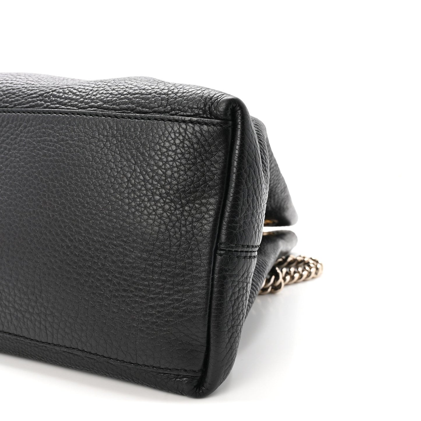 Pebbled Calfskin Medium Soho Chain Shoulder Bag Black