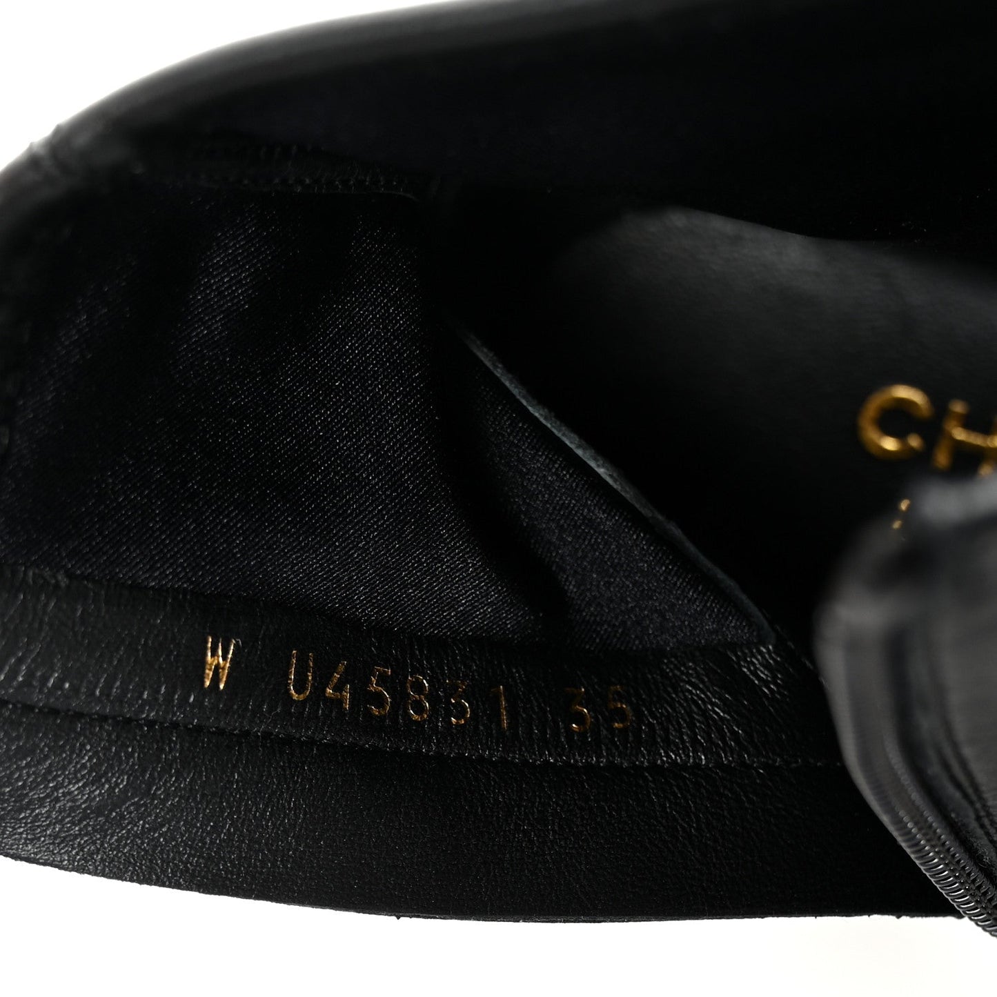 Stretch Lambskin Cap Toe CC Short Boots 35 Black