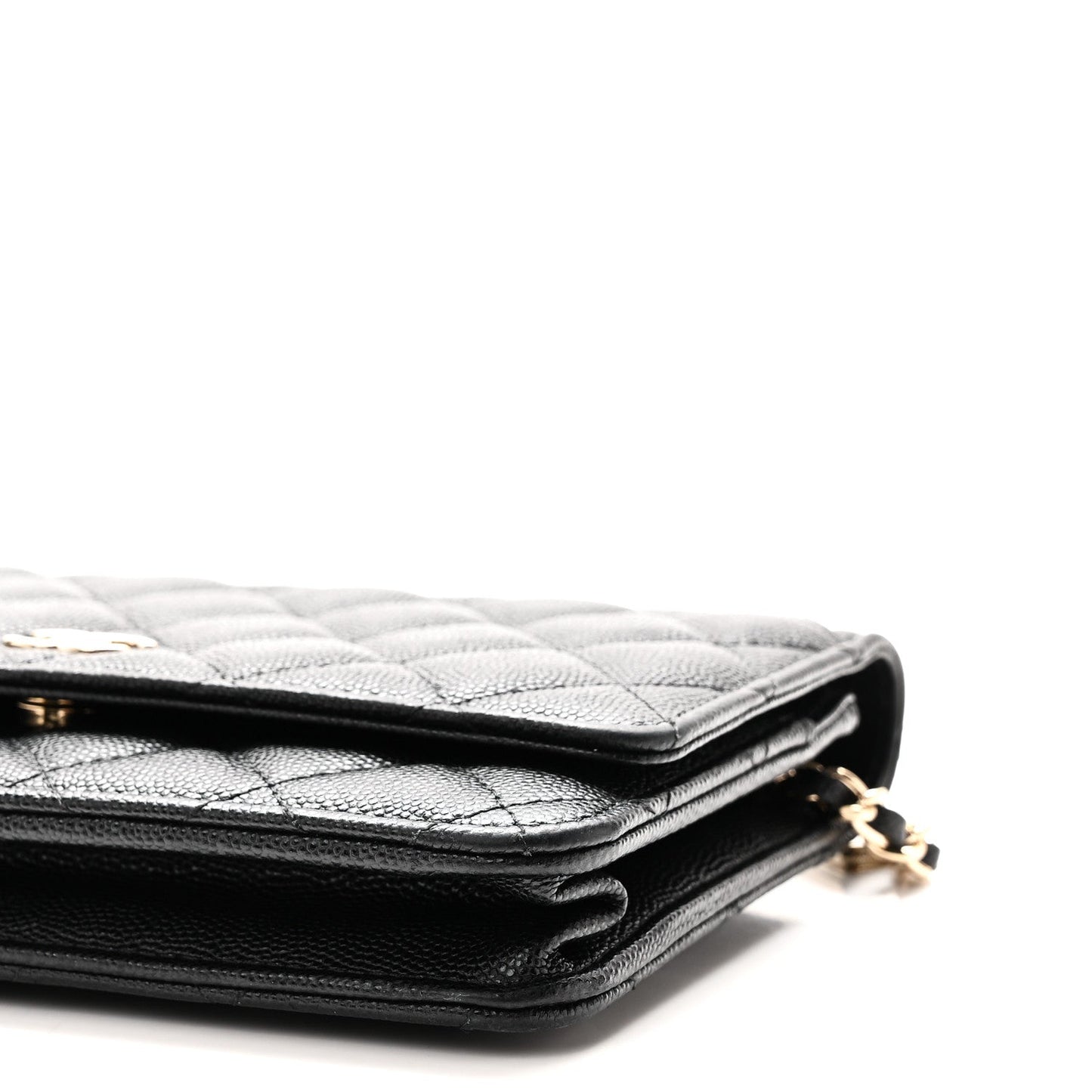 Caviar Quilted Wallet With Charms On Chain WOC Black