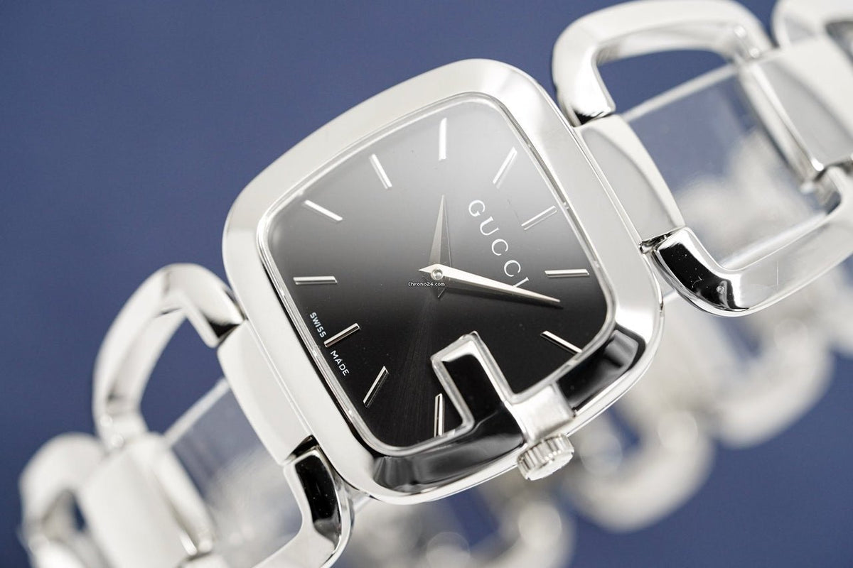 Gucci G Gucci Black Dial Silver Steel Strap Watch For Women - YA125407