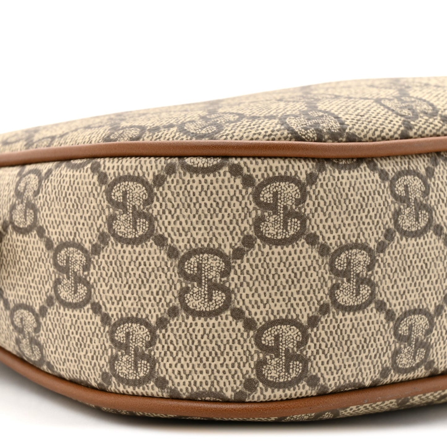 GG Supreme Monogram Textured Calfskin Small Emblem Shoulder Bag Beige Dark Brown