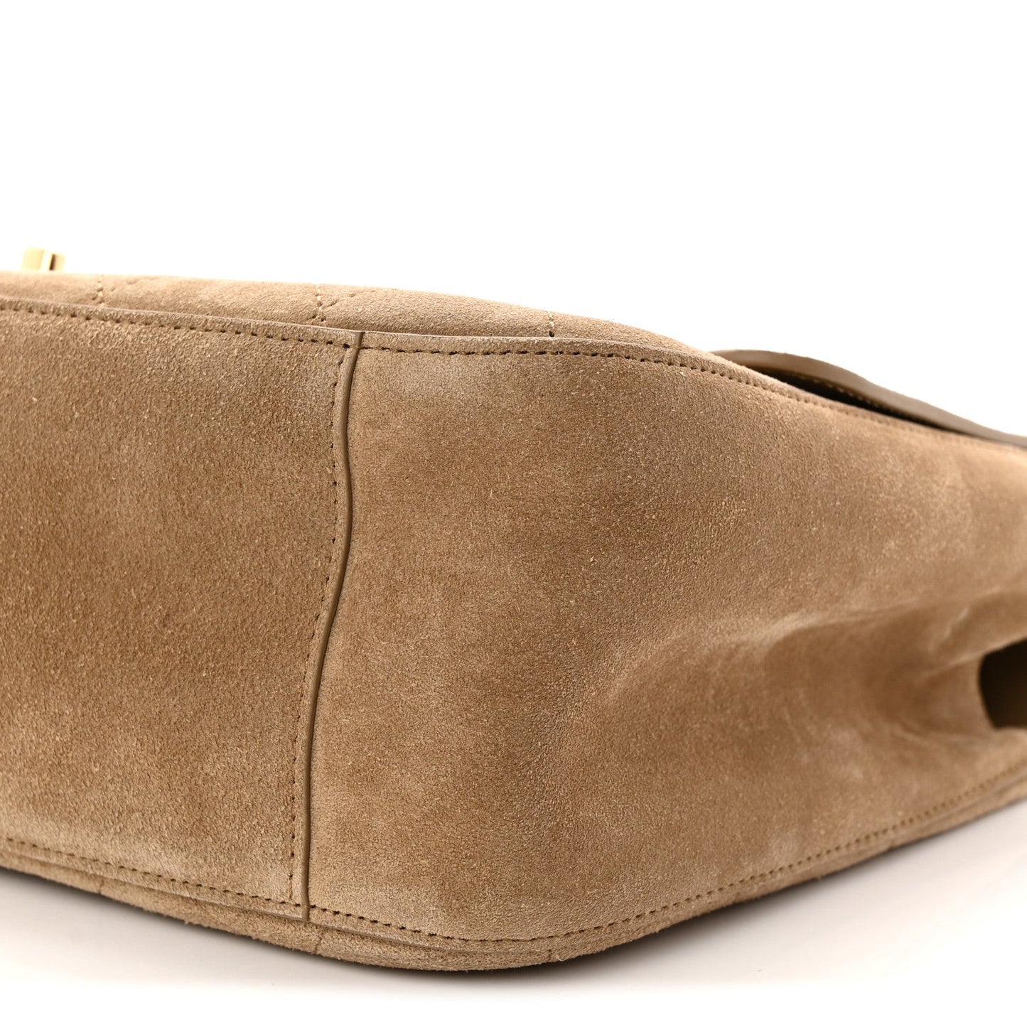 Suede Calfskin Small Souplissimo Maxi Flap Dark Beige