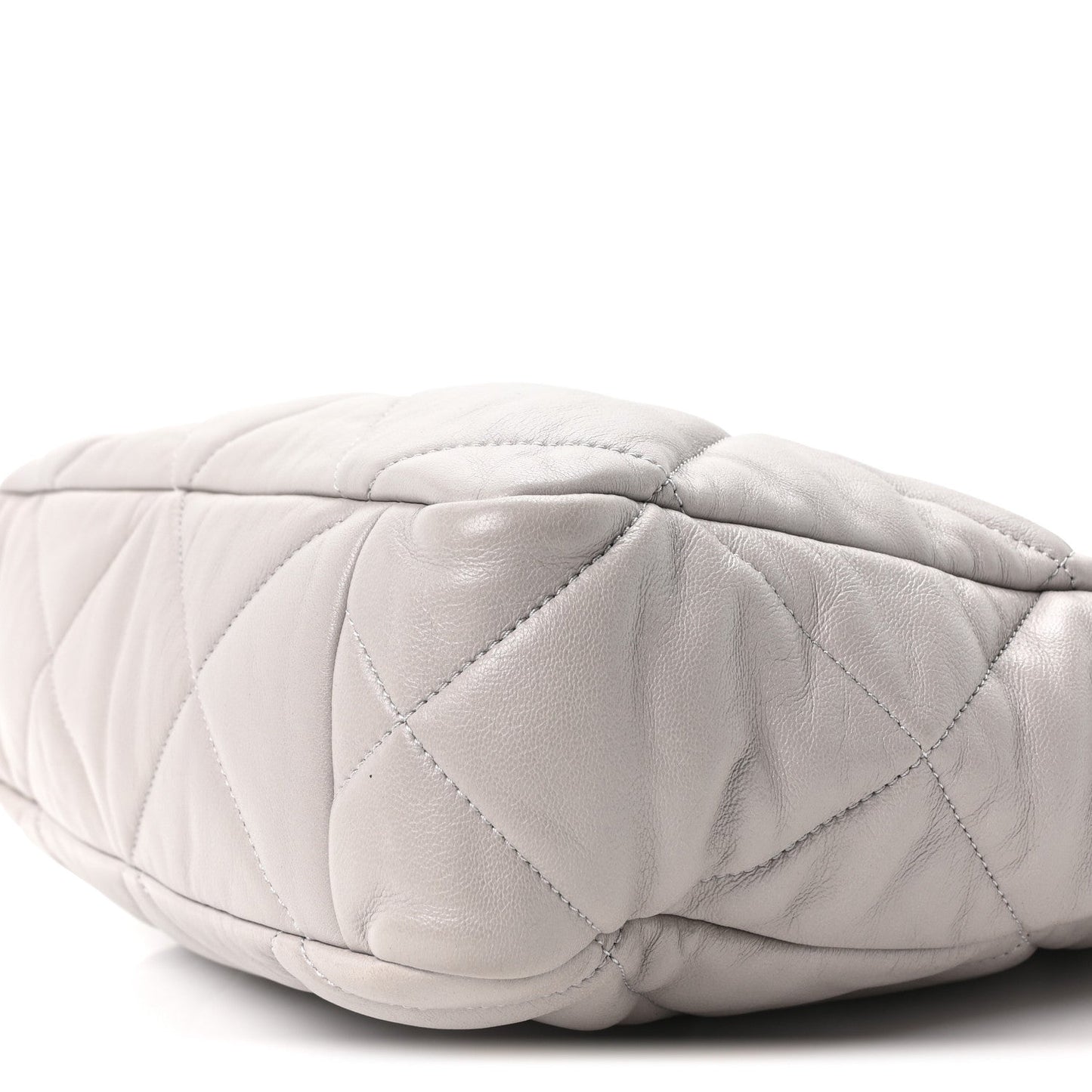 Lambskin Quilted Chanel 19 Shopping Bag Grey