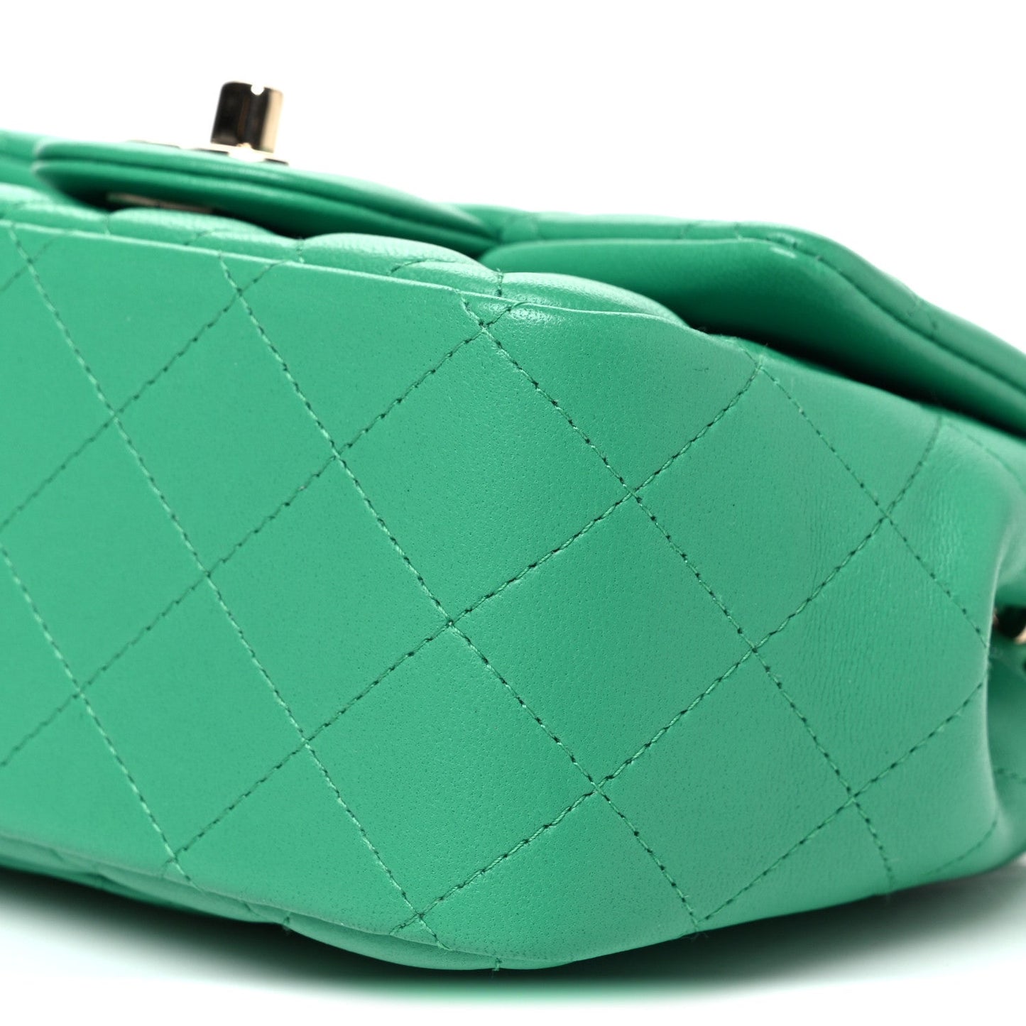 Lambskin Quilted Mini Square Flap Green
