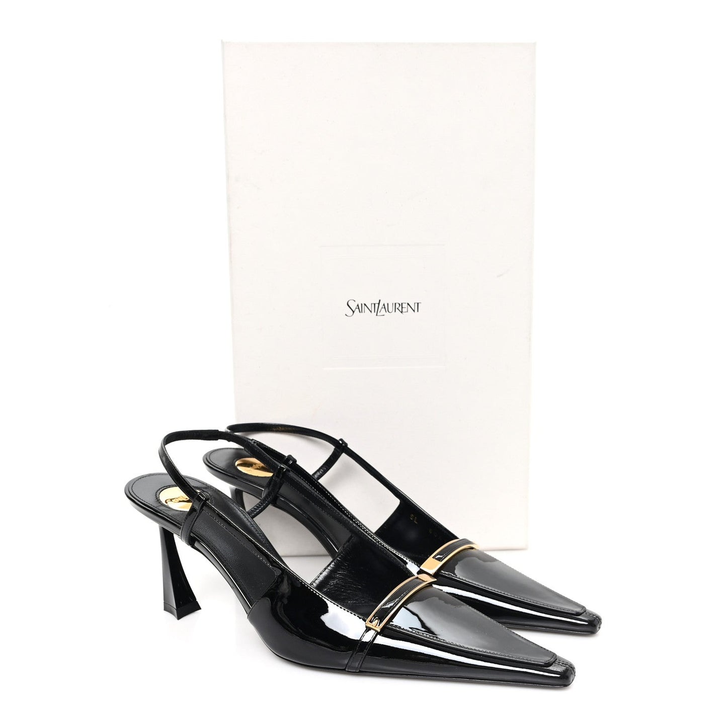 Patent Calfskin Jacqueline 75 Slingback Pumps 38 Black