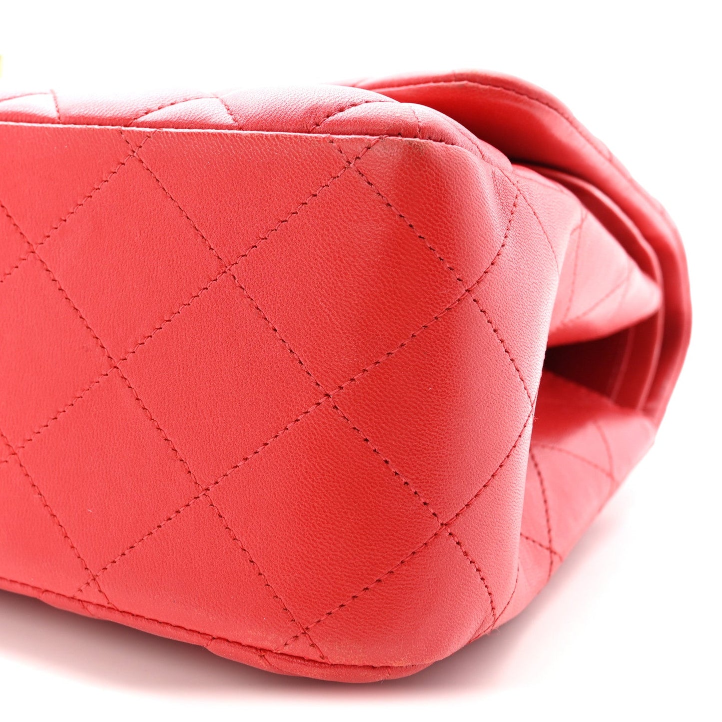 Lambskin Quilted Jumbo Double Flap Red