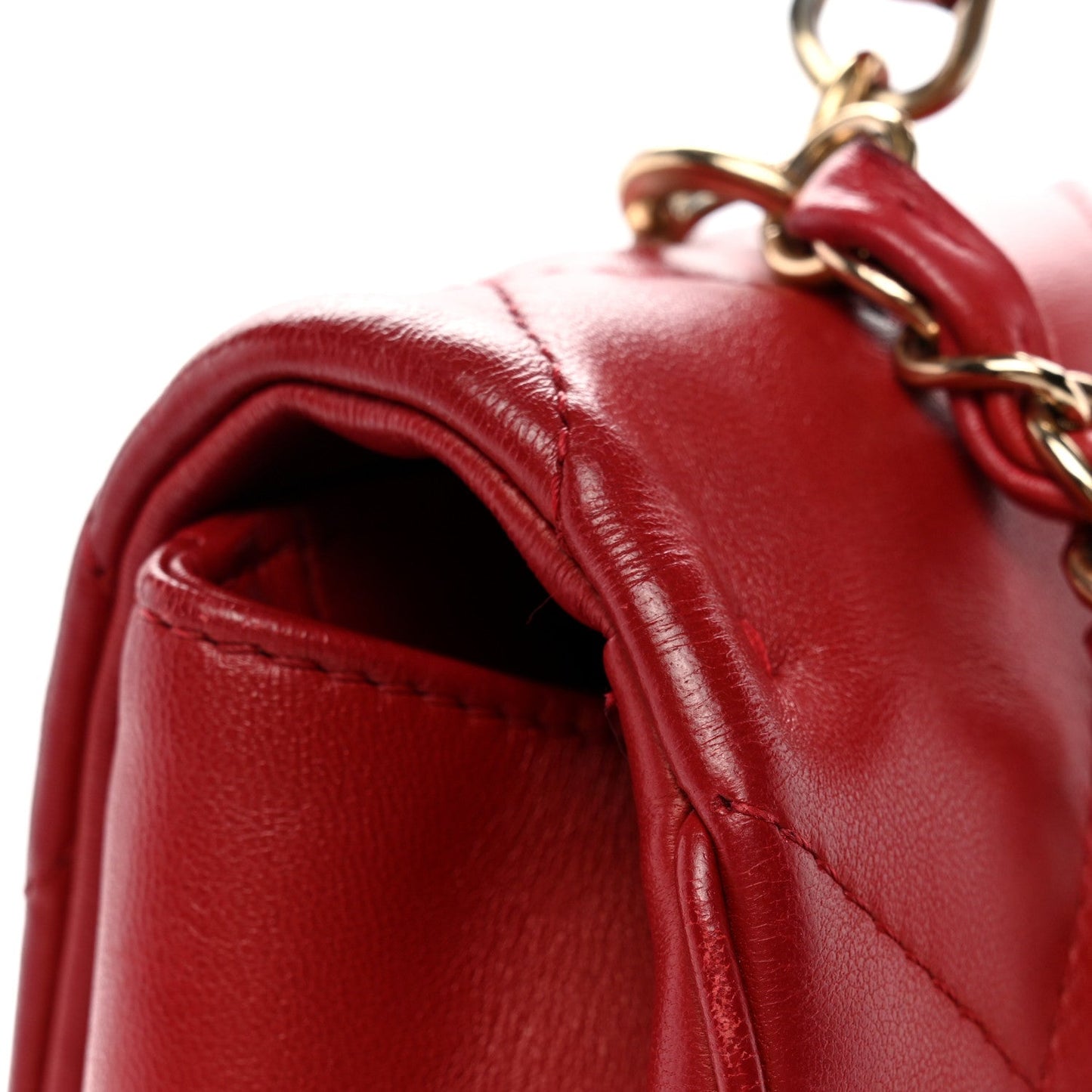 Lambskin Quilted Easy Carry Flap Red