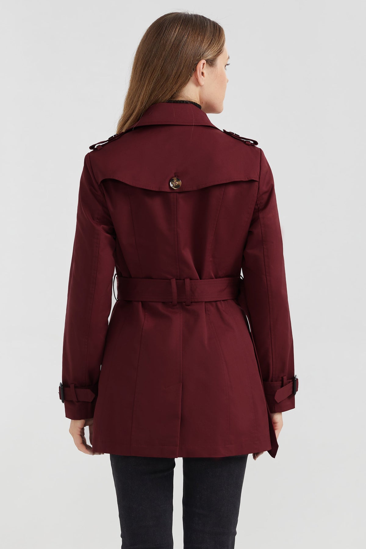 3/4 Double-Breasted Short Trench Coat