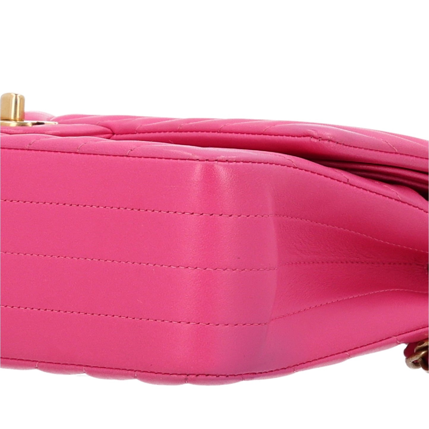 Lambskin Chevron Quilted Medium Double Flap Dark Pink