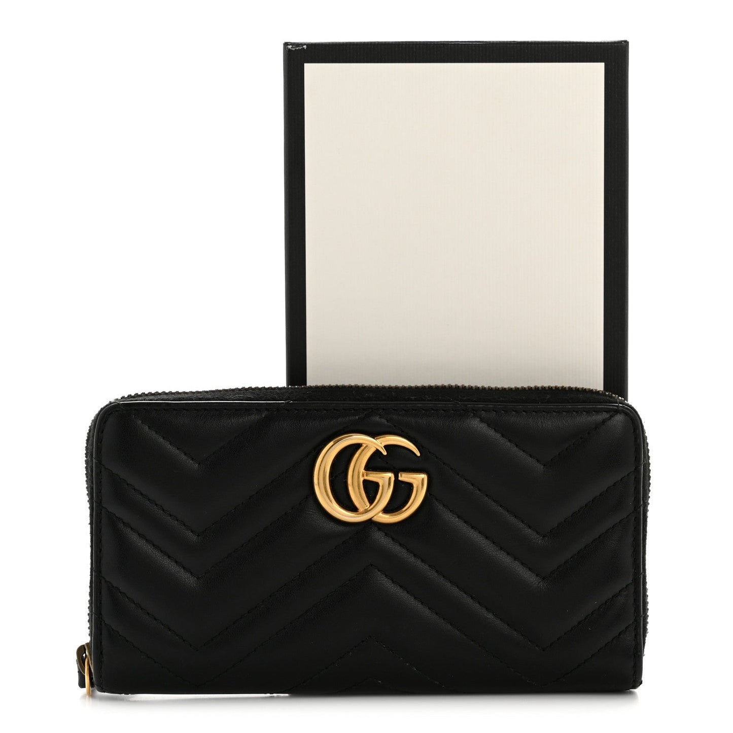 Calfskin Matelasse GG Marmont Zip Around Organizer Wallet Black