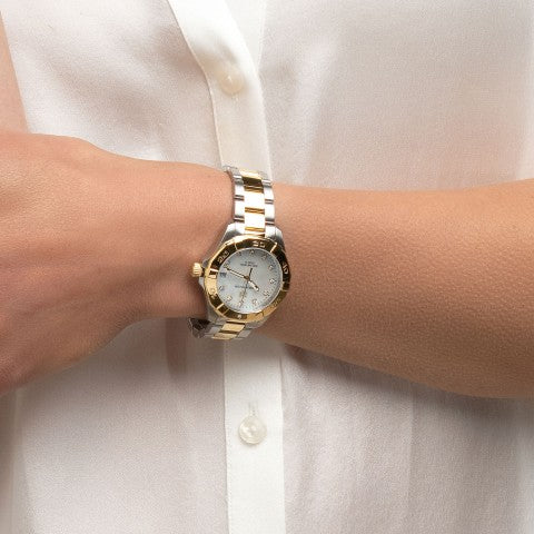 Tag Heuer Aquaracer Diamonds Mother of Pearl Dial Two Tone Steel Strap Watch for Men - WBD1422.BB0321