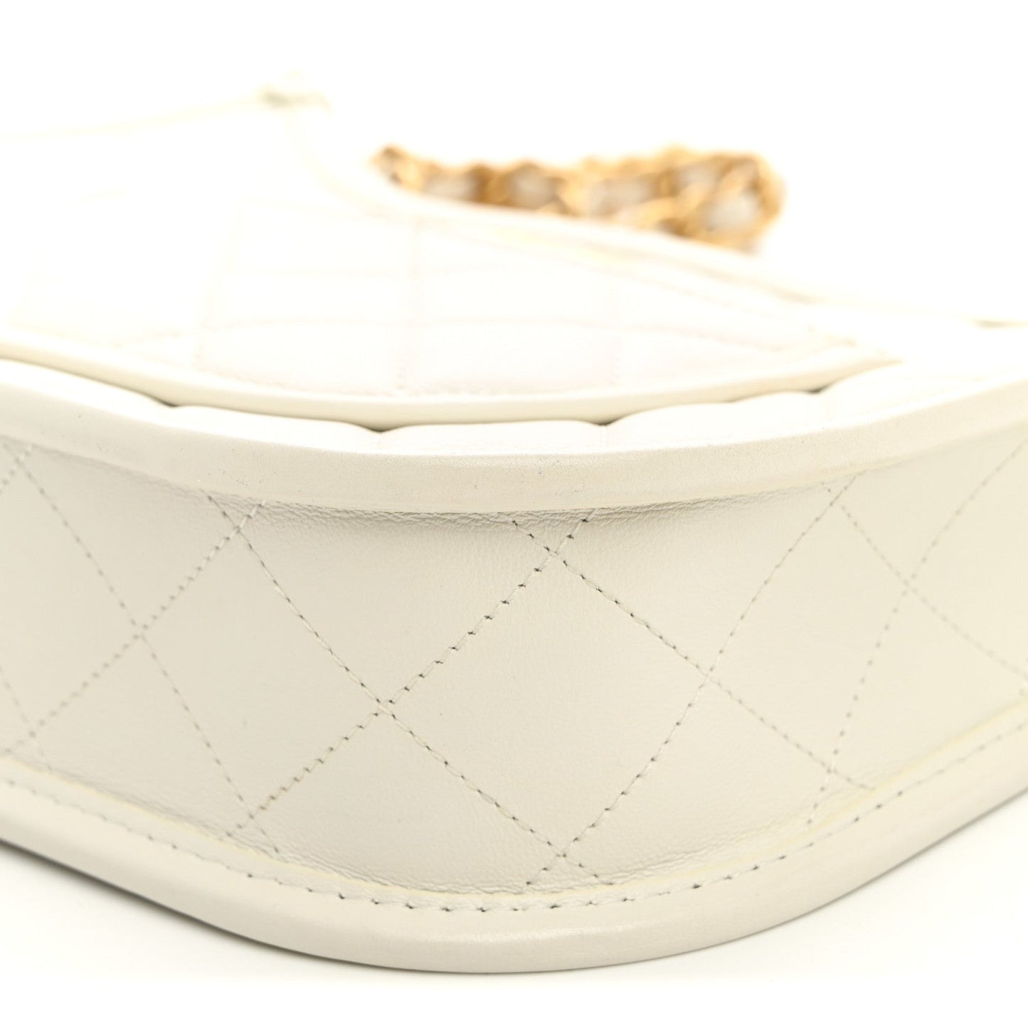 Calfskin Quilted CC Hobo Handbag White