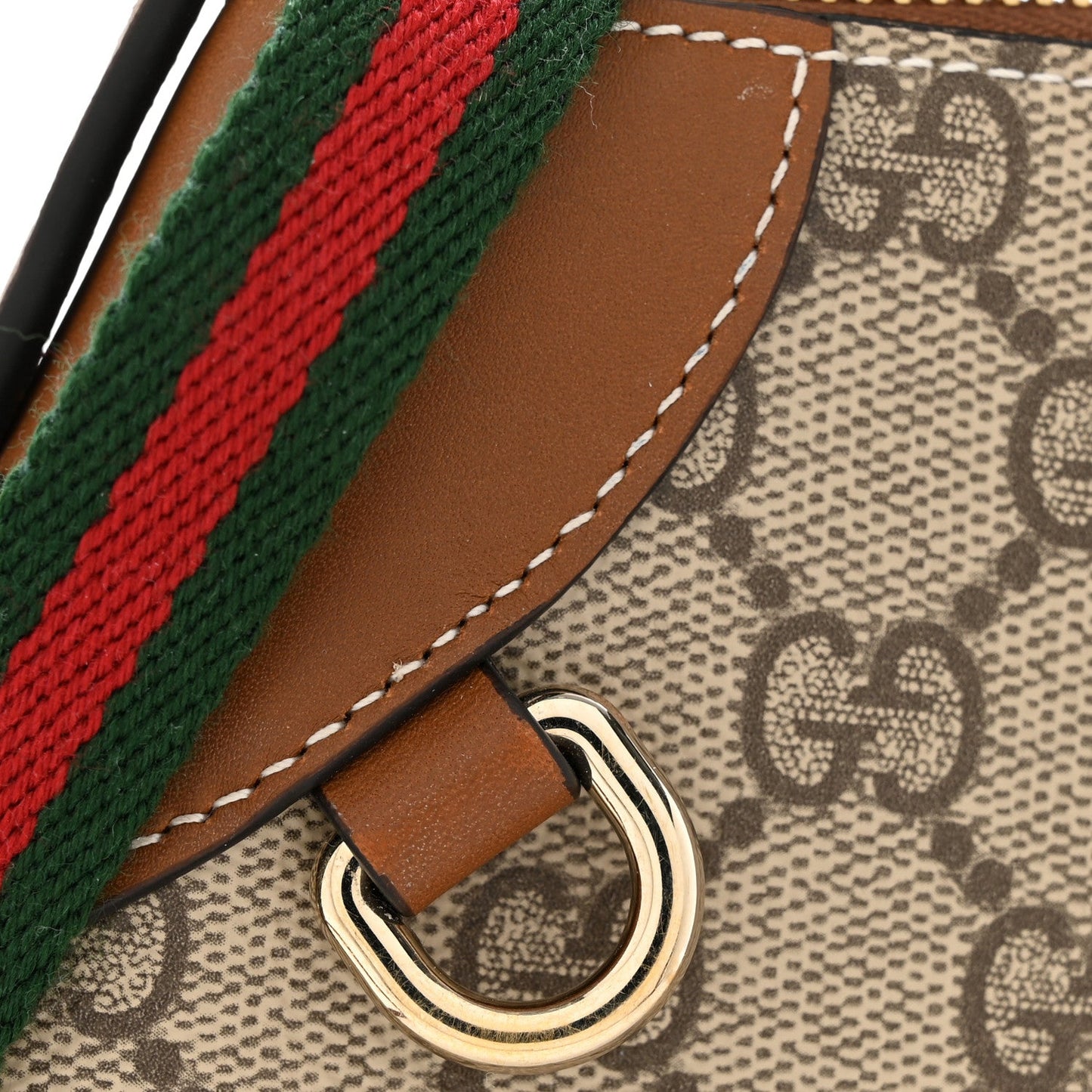 GG Supreme Monogram Textured Calfskin Small Emblem Shoulder Bag Beige Dark Brown