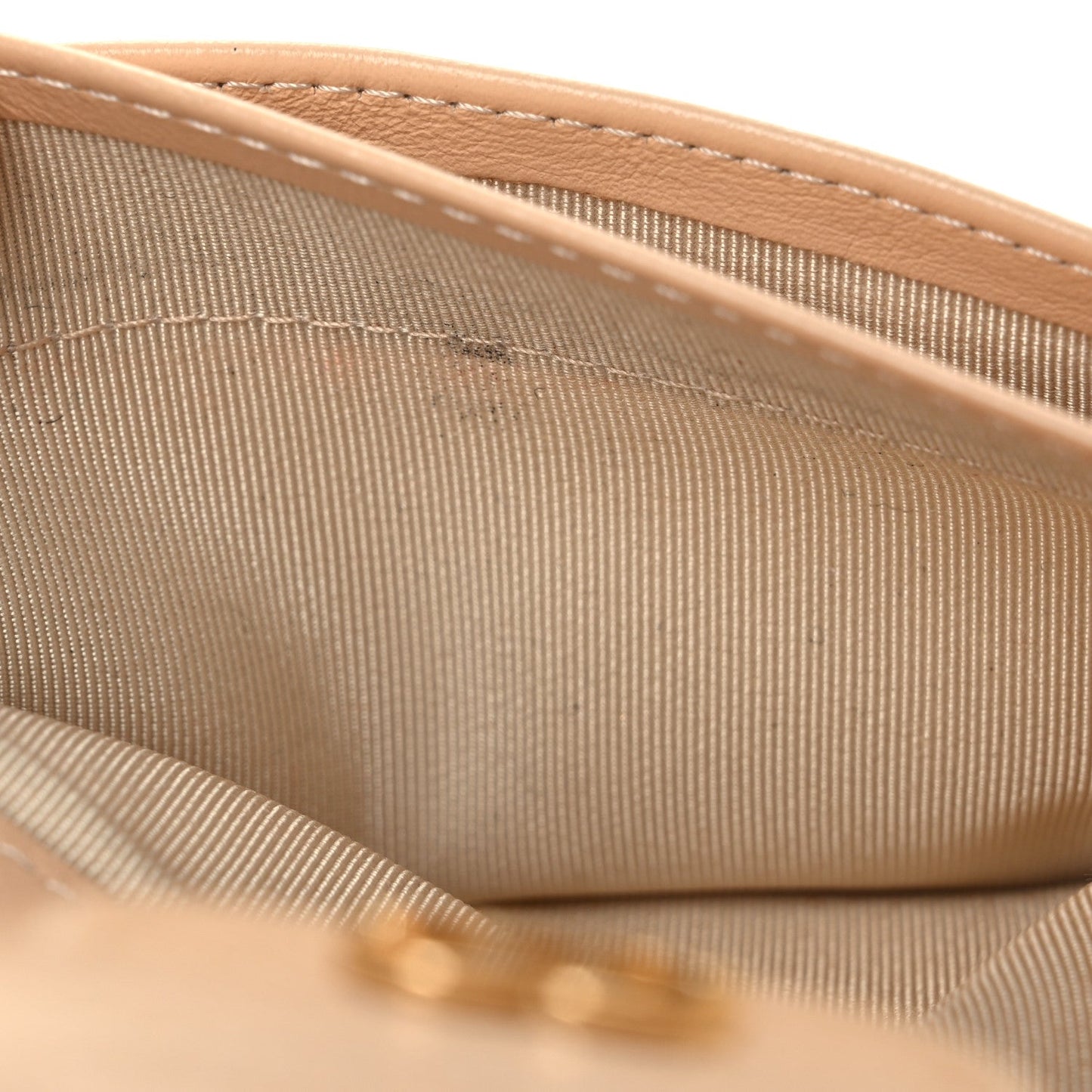 Caviar Quilted Large Gusset Flap Wallet Beige