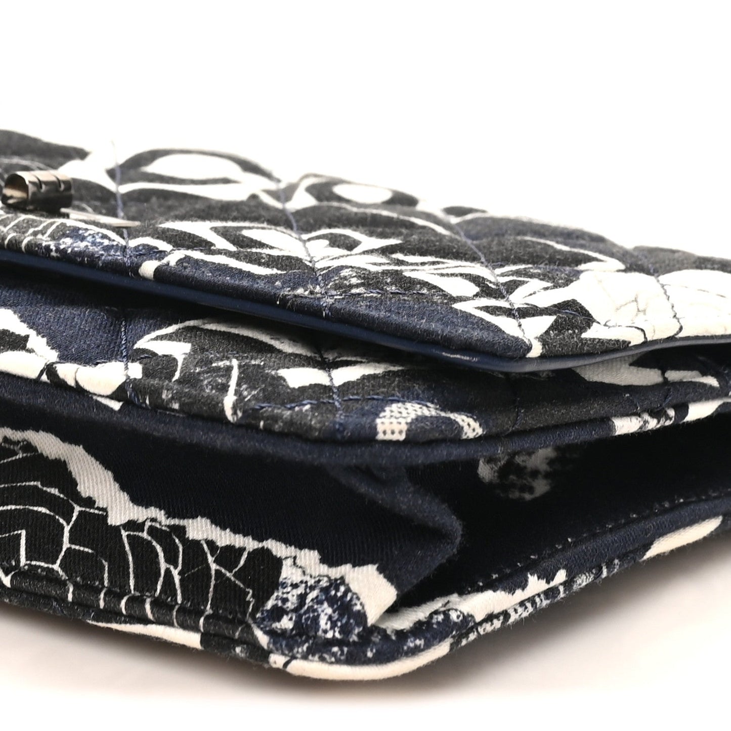 Canvas Printed Quilted 2.55 Reissue Wallet On Chain WOC White Black Navy Blue