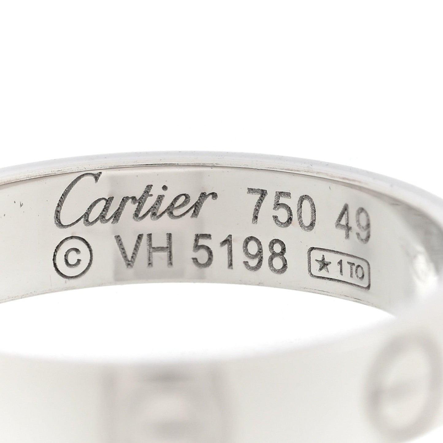 18K White Gold 3.5mm LOVE Wedding Band Ring 49 4.75