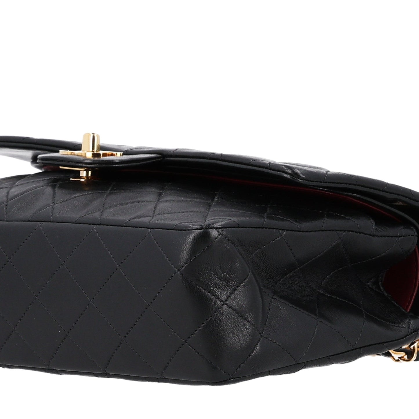 Lambskin Quilted Medium Double Flap Black