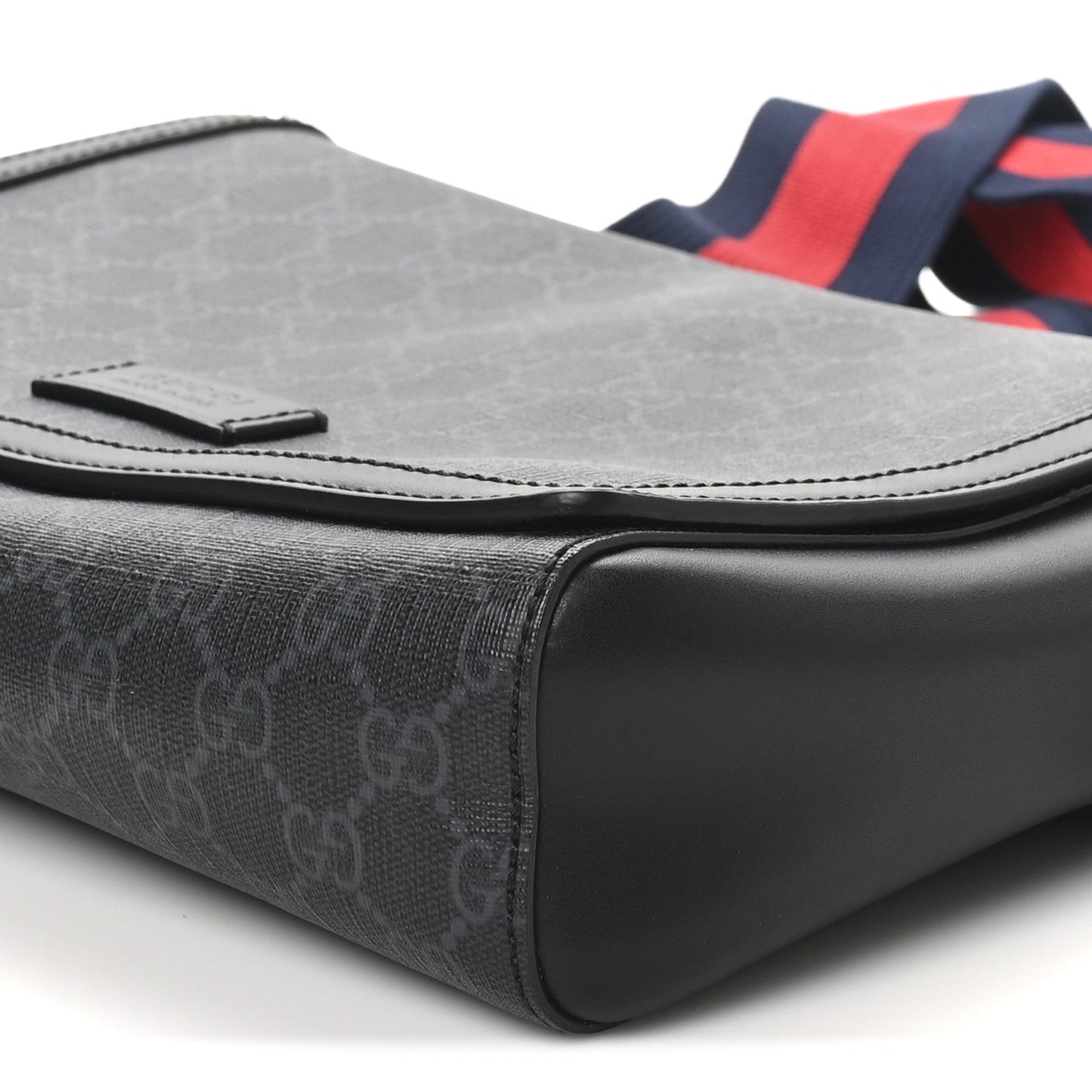 GG Supreme Monogram Appia Calfskin Web Crossbody Bag Black Grey