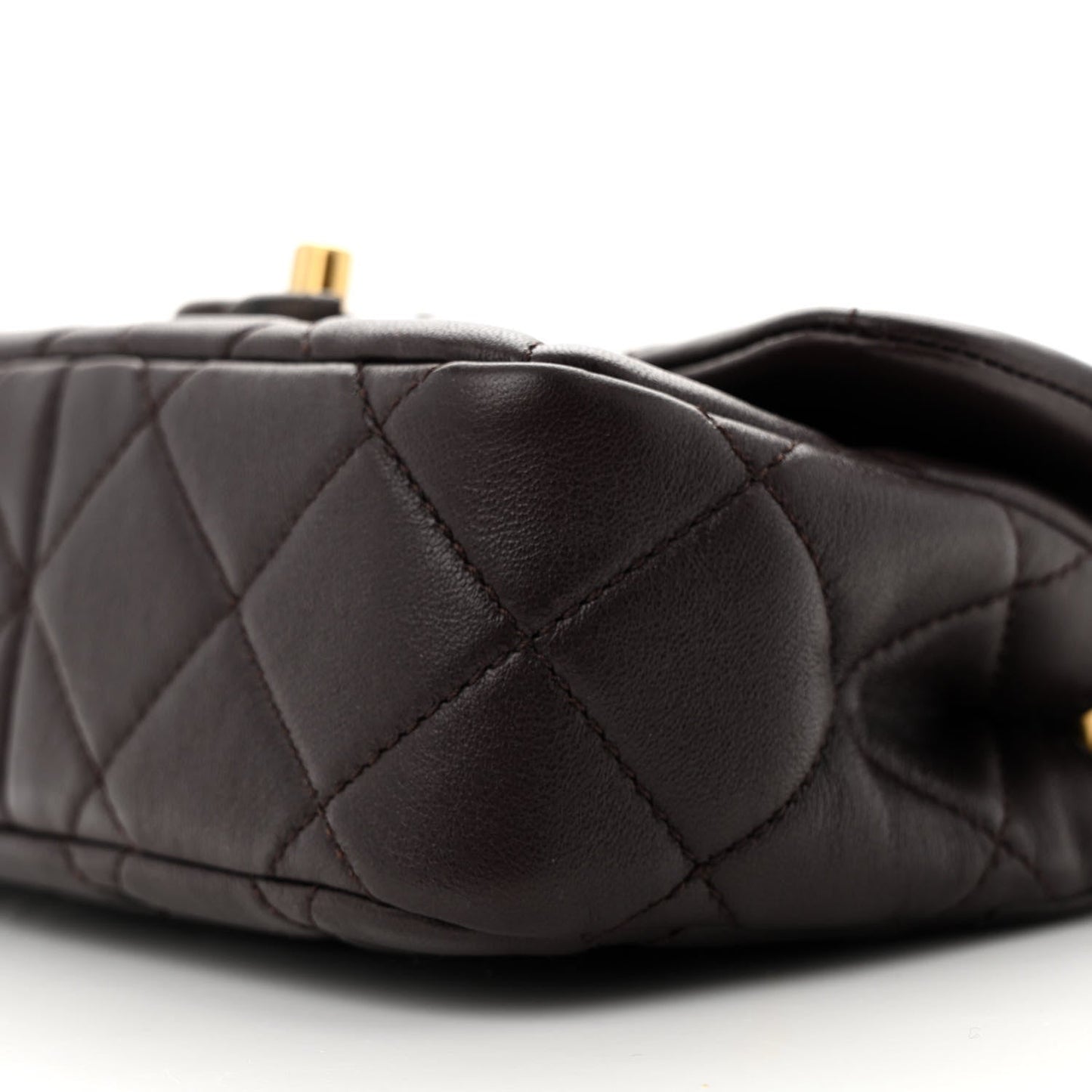 Lambskin Wenge Quilted Mini Fashion Wood Square Flap Dark Purple