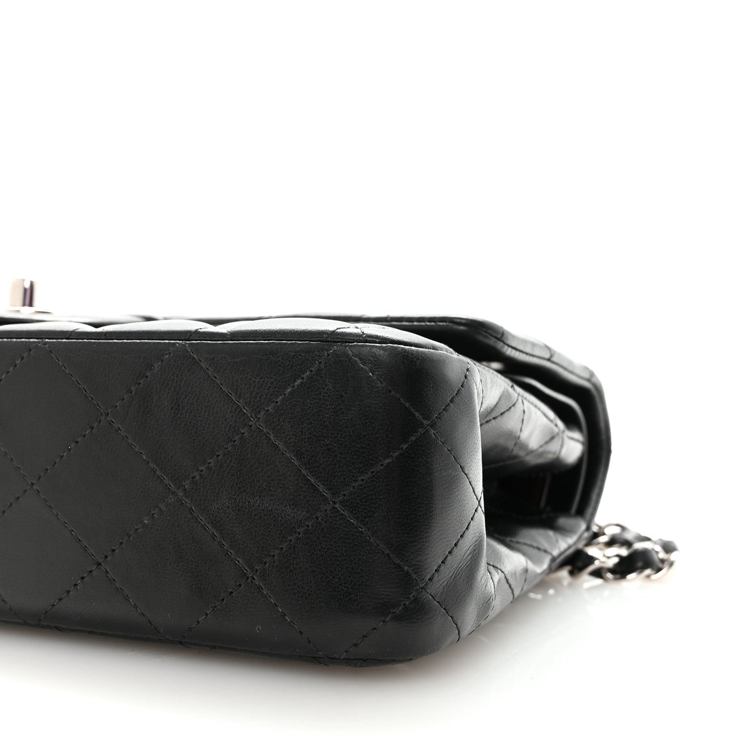 Lambskin Quilted Medium Double Flap Black