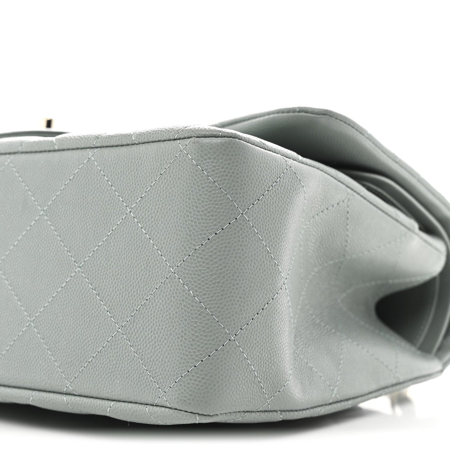 Caviar Quilted Jumbo Double Flap Light Blue